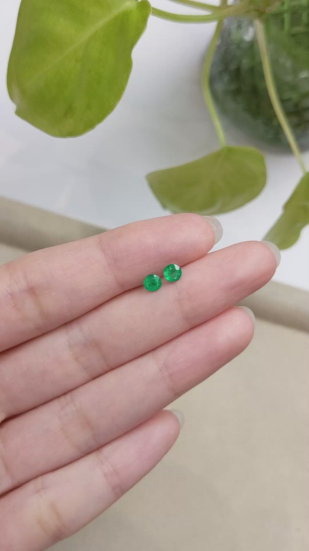 0.51 Ct.Tw.Total Carat Weight Emerald Pair from Colombia Size Video