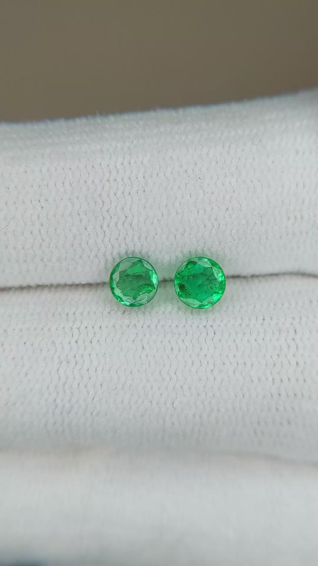 0.64 Ct.Tw.Total Carat Weight Emerald Pair from Zambia Size Video