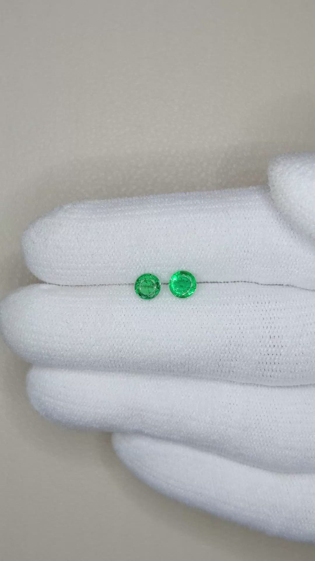 0.64 Ct.Tw.Total Carat Weight Emerald Pair from Zambia Size Video