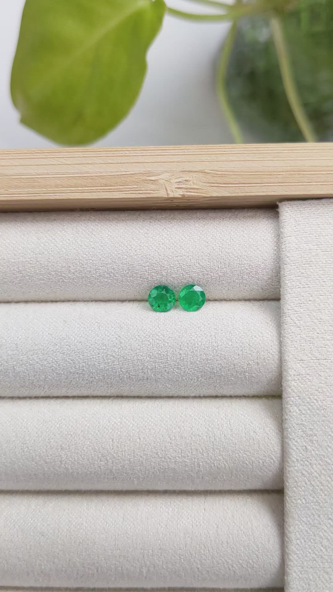 0.55 Ct.Tw.Total Carat Weight Emerald Pair from Colombia Size Video