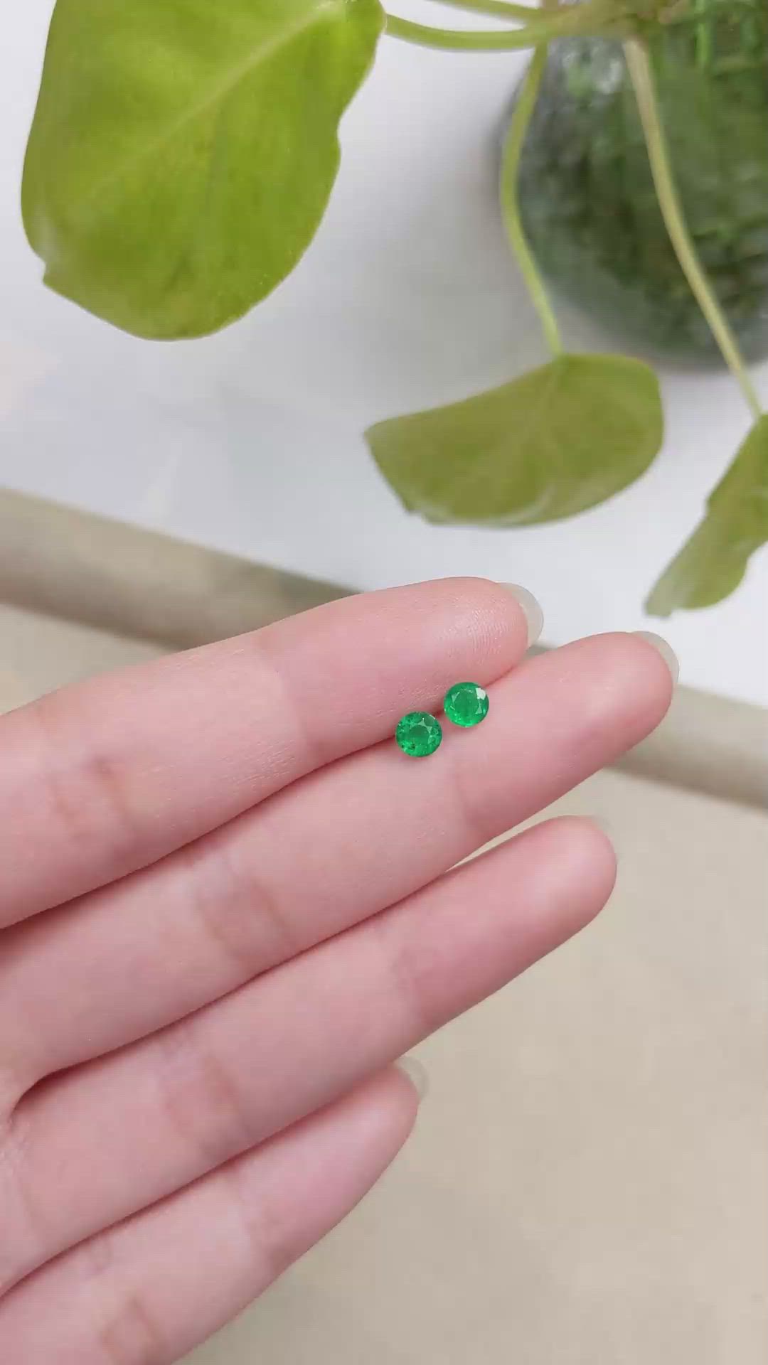 0.55 Ct.Tw.Total Carat Weight Emerald Pair from Colombia Size Video