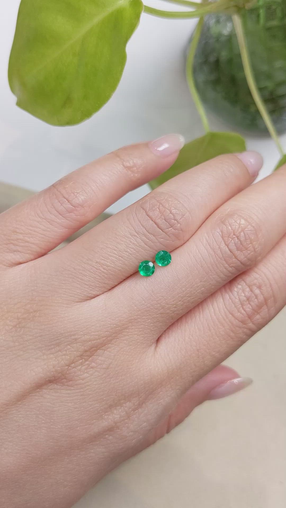 0.46 Ct.Tw.Total Carat Weight Emerald Pair from Colombia Size Video
