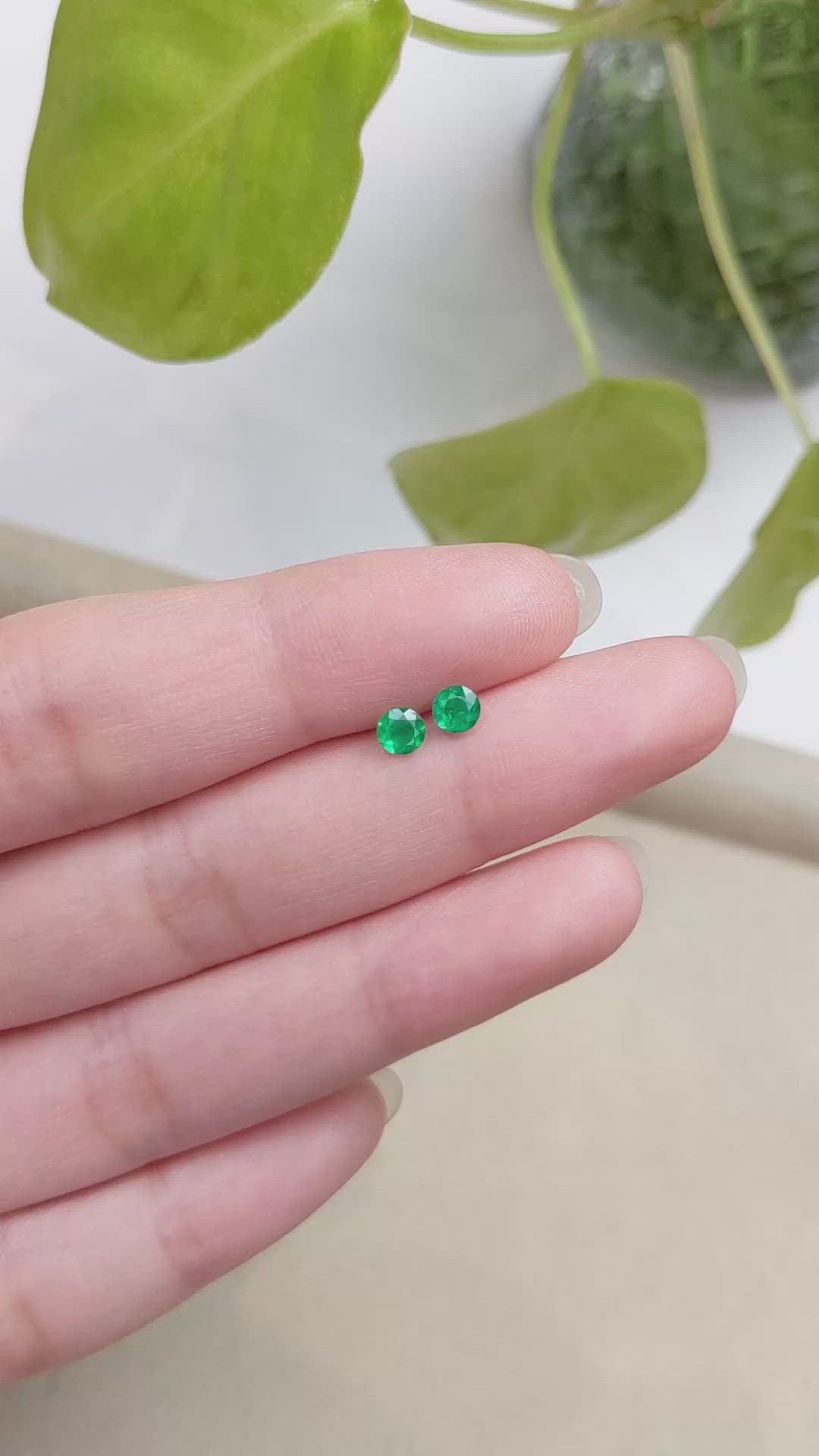 0.46 Ct.Tw.Total Carat Weight Emerald Pair from Colombia Size Video