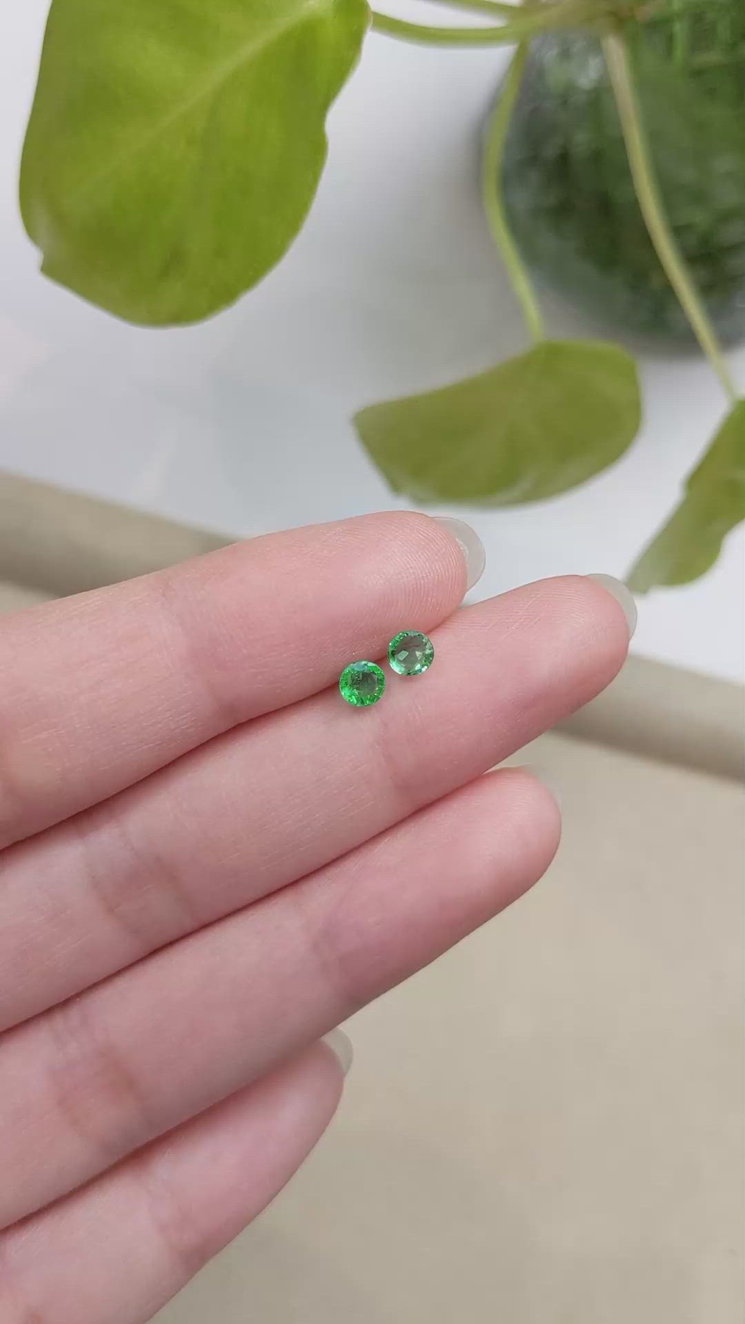 0.59 Ct.Tw.Total Carat Weight Emerald Pair from Zambia Size Video