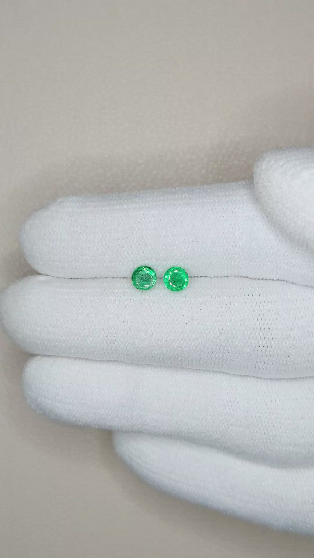0.59 Ct.Tw.Total Carat Weight Emerald Pair from Zambia Size Video