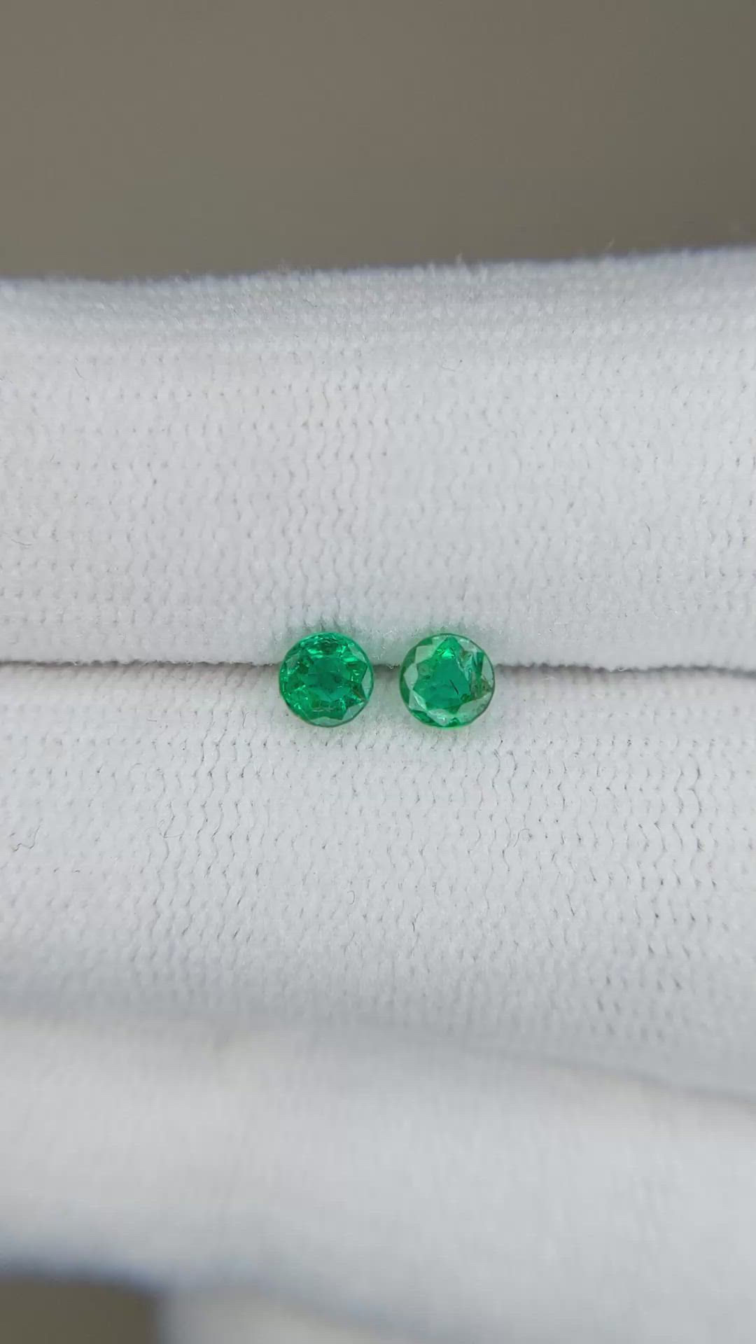 0.45 Ct.Tw.Total Carat Weight Emerald Pair from Zambia Size Video