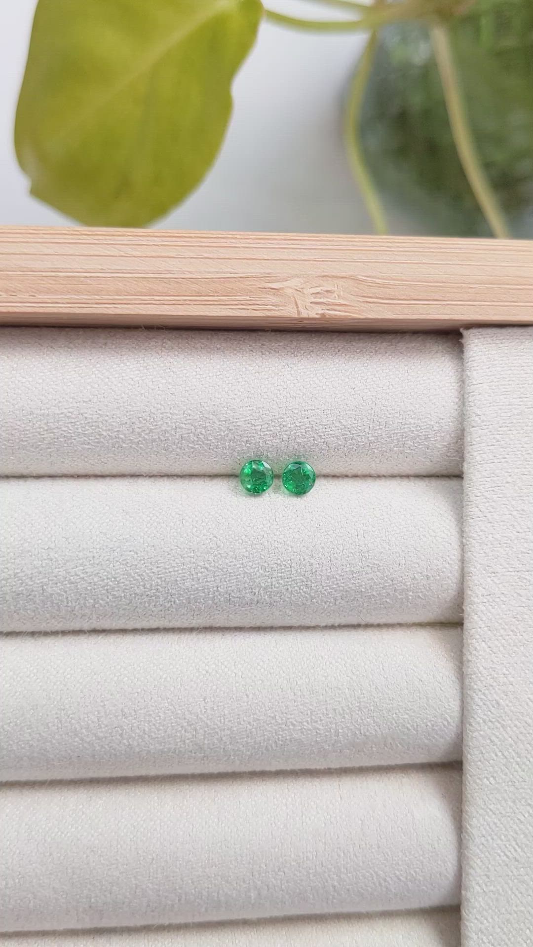 0.45 Ct.Tw.Total Carat Weight Emerald Pair from Zambia Size Video