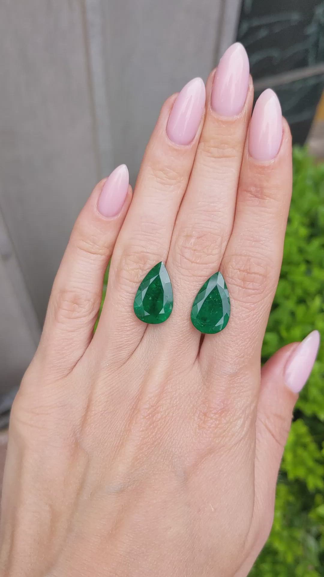 9.93 Ct.Tw.Total Carat Weight Emerald Pair from Colombia Size Video