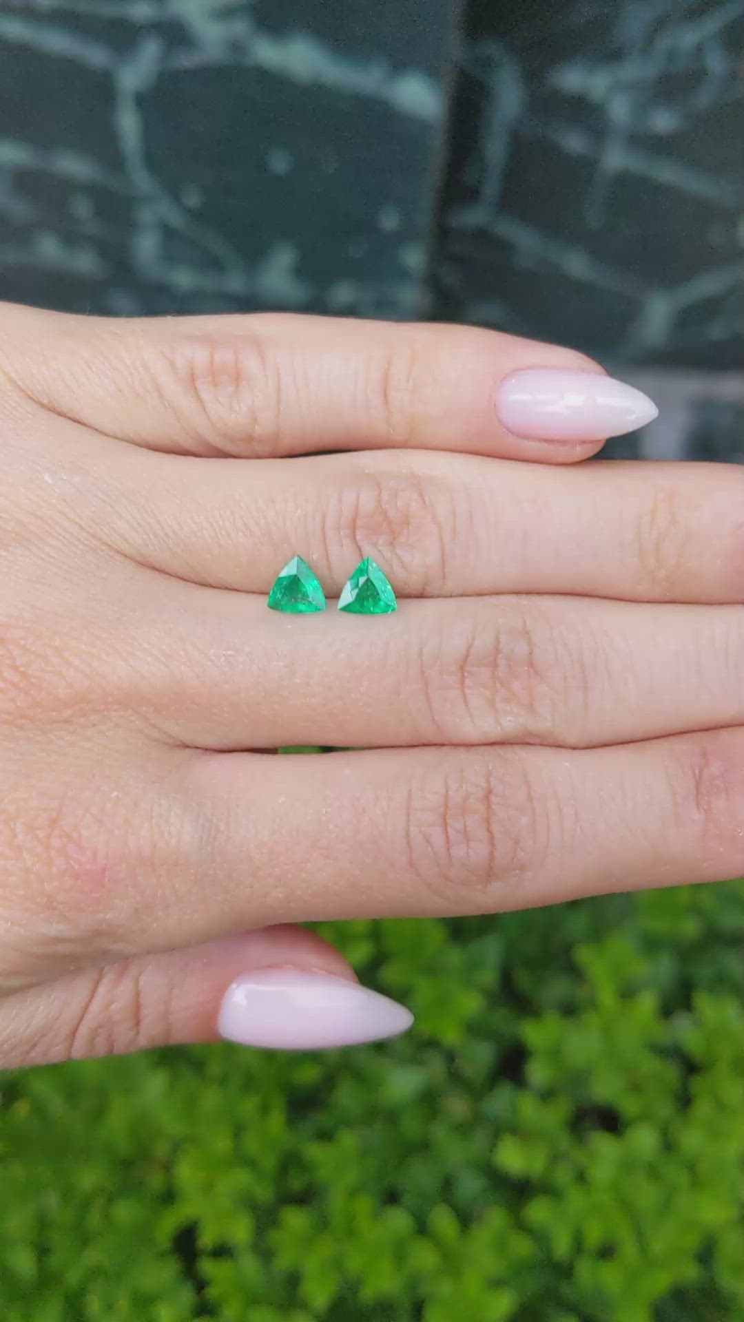 0.67 Ct.Tw.Total Carat Weight Emerald Pair from Colombia Size Video