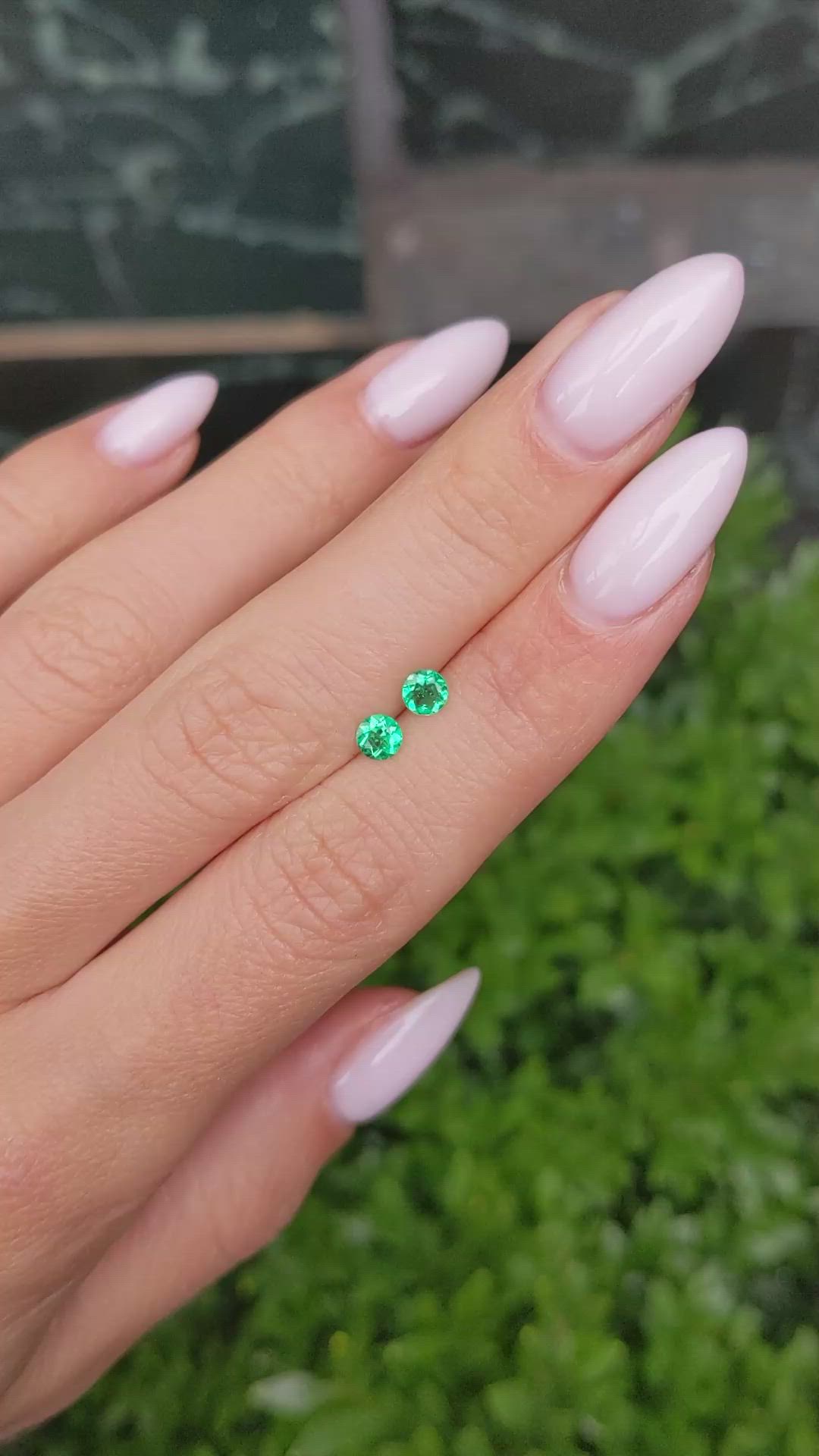 0.38 Ct.Tw.Total Carat Weight Emerald Pair from Colombia Size Video