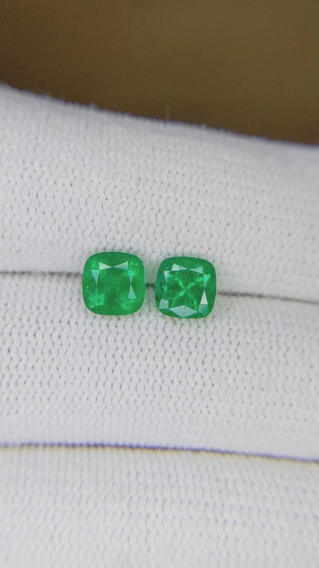 1.41 Ct.Tw.Total Carat Weight Emerald Pair from Colombia Size Video