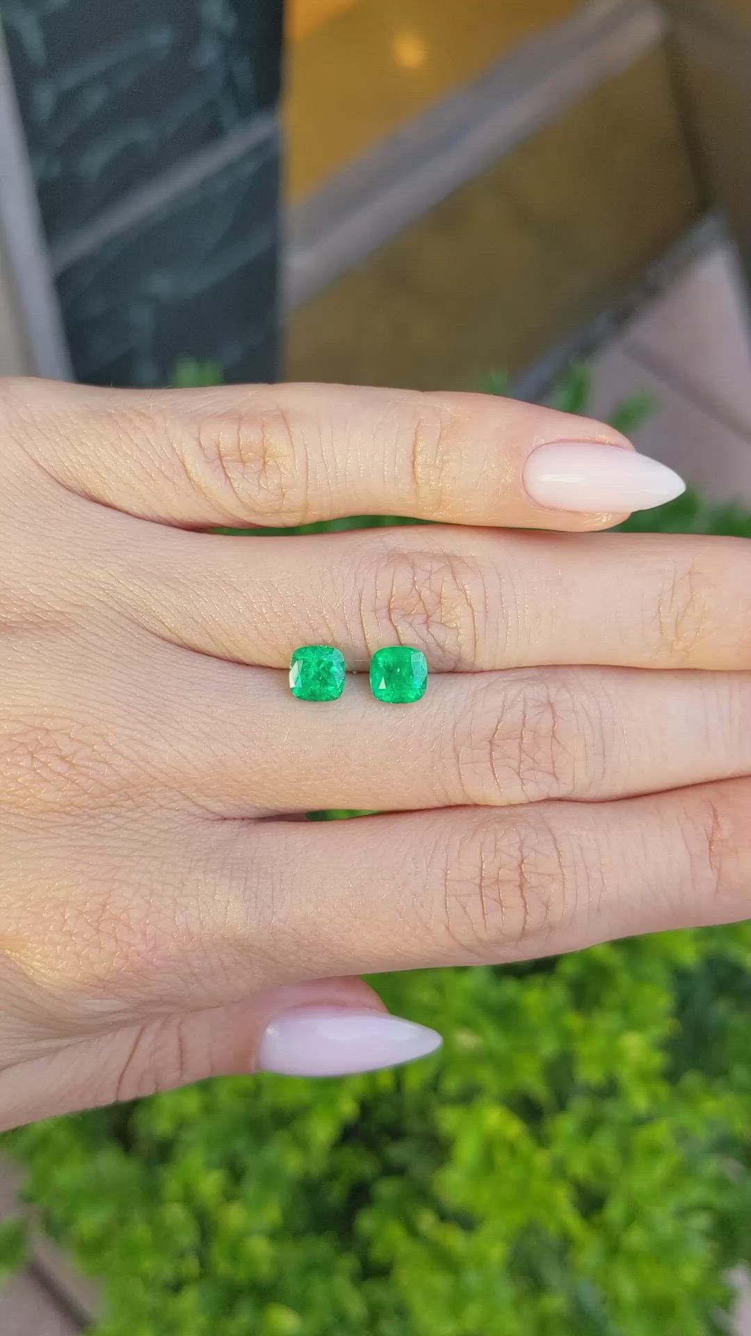 1.41 Ct.Tw.Total Carat Weight Emerald Pair from Colombia Size Video