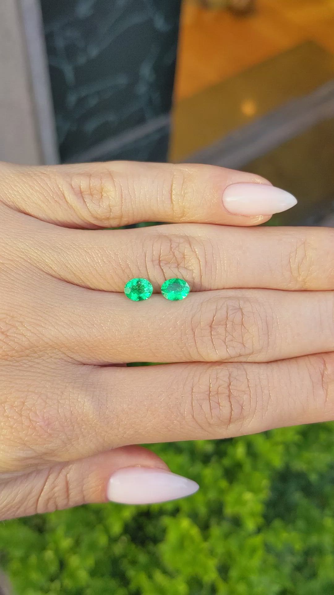 0.80 Ct.Tw.Total Carat Weight Emerald Pair from Colombia Size Video