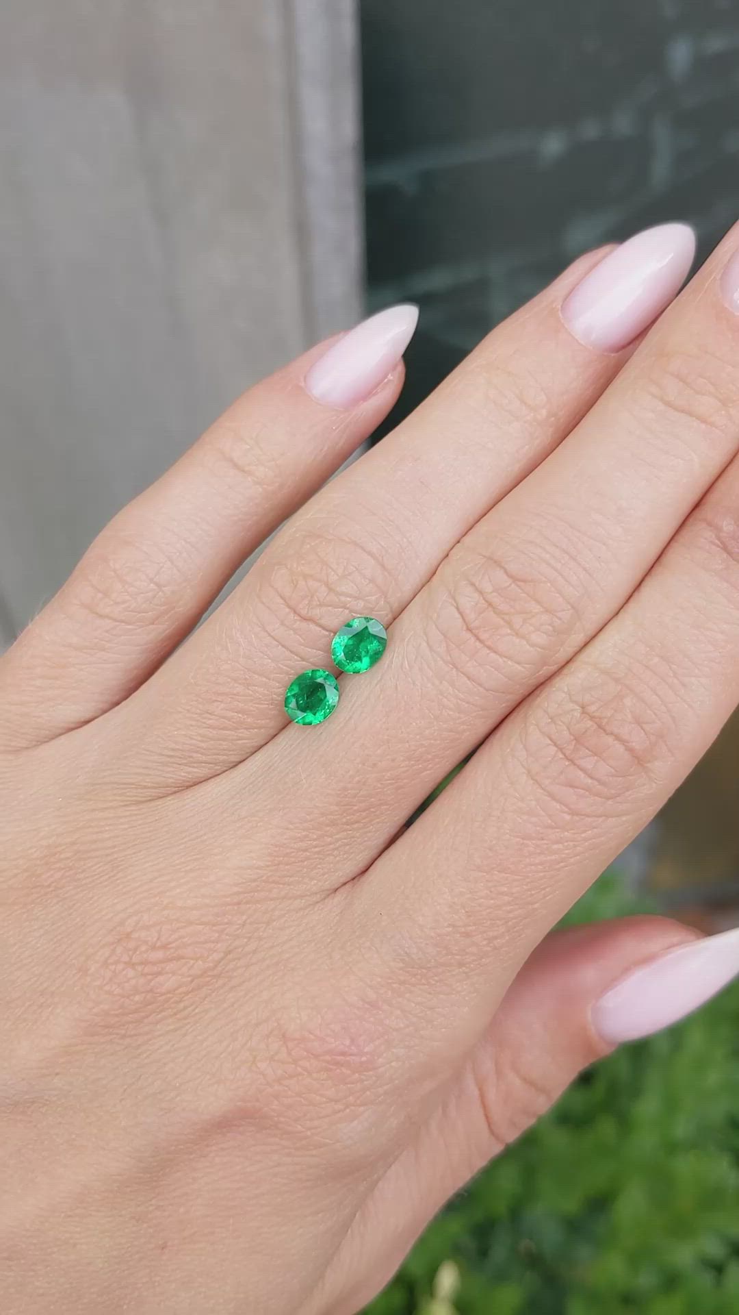 0.85 Ct.Tw.Total Carat Weight Emerald Pair from Colombia Size Video