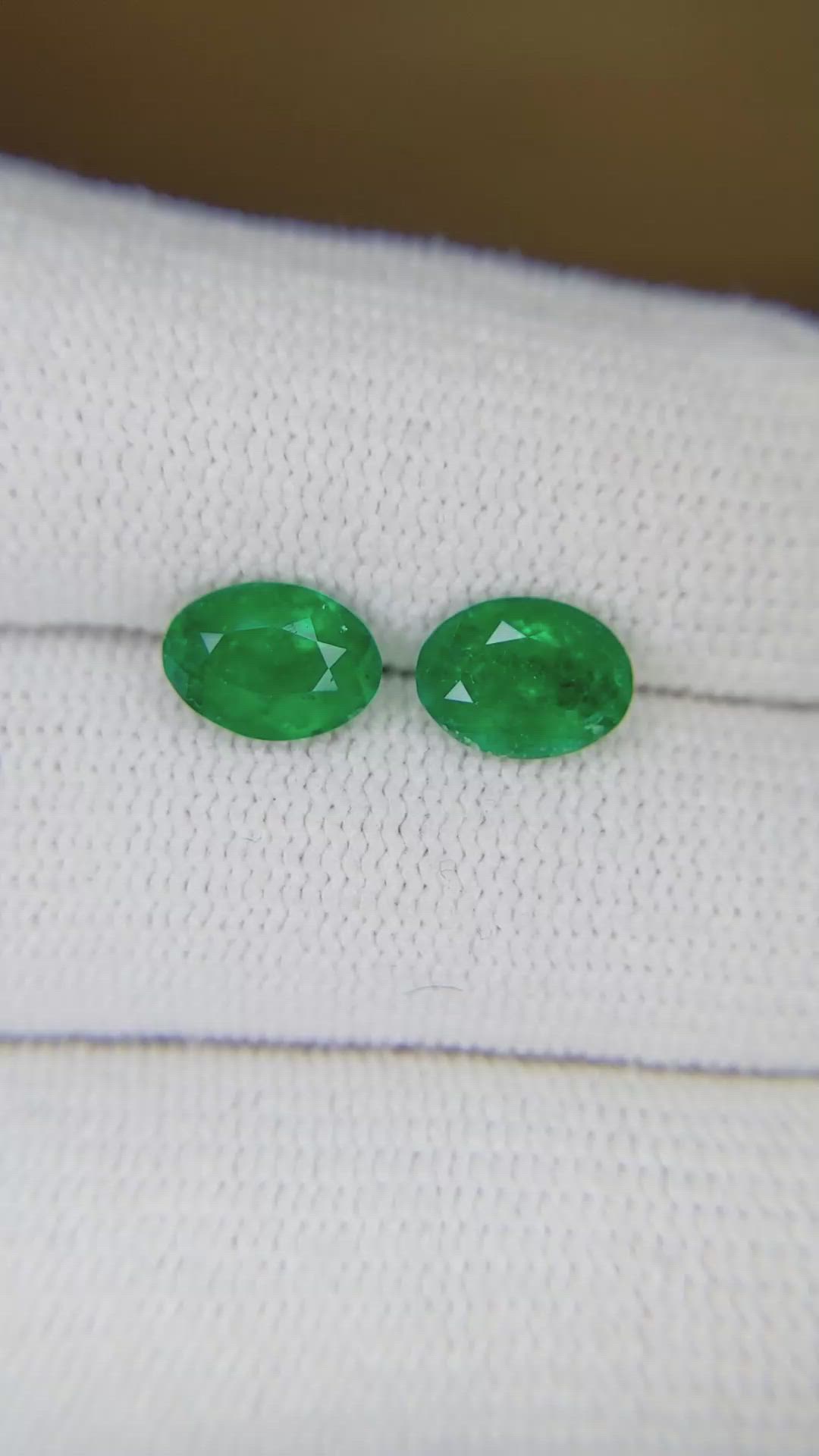 1.94 Ct.Tw.Total Carat Weight Emerald Pair from Colombia Size Video