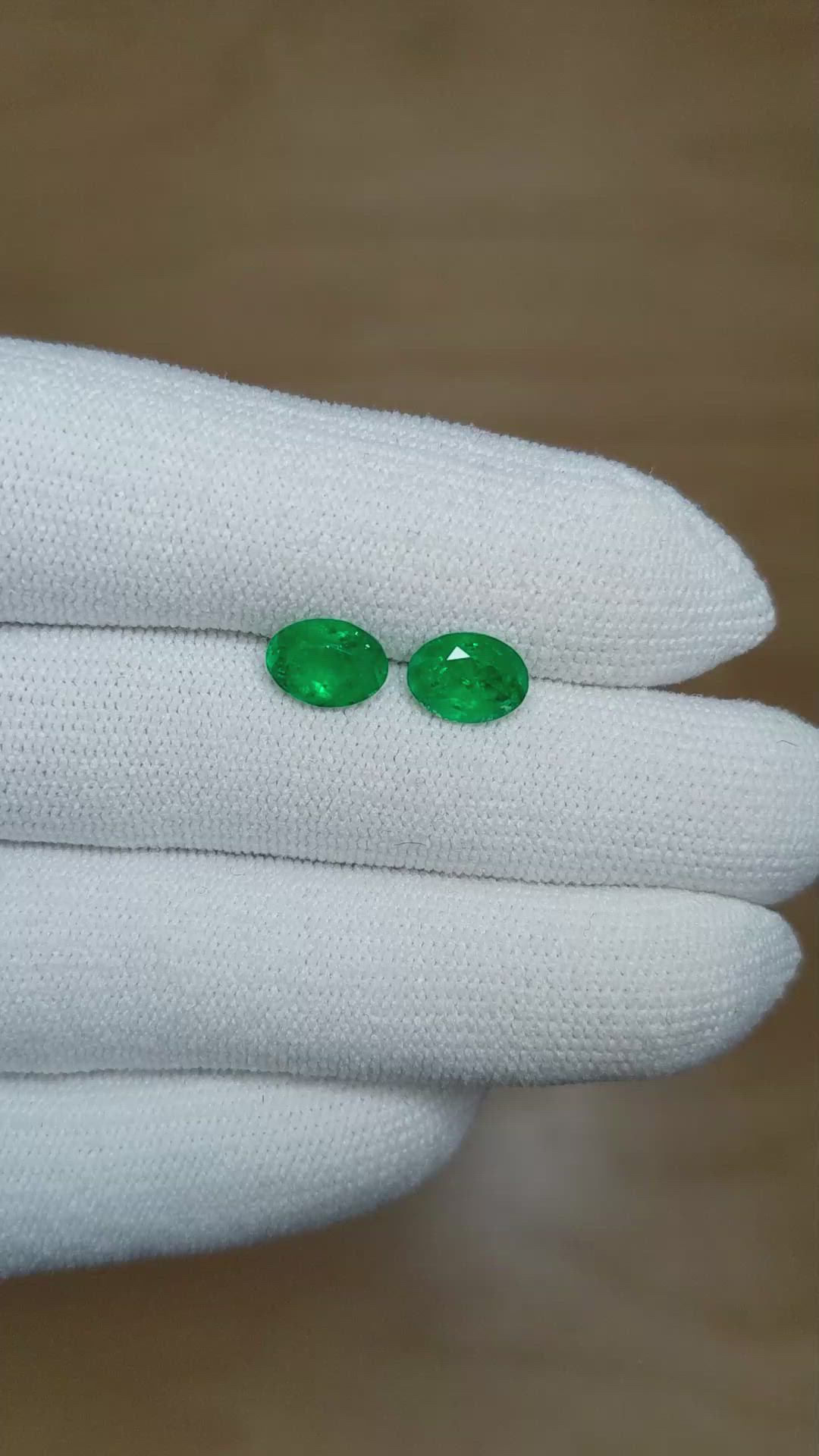 1.94 Ct.Tw.Total Carat Weight Emerald Pair from Colombia Size Video