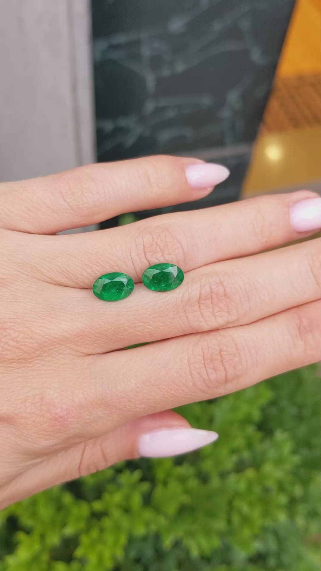 3.24 Ct.Tw.Total Carat Weight Emerald Pair from Colombia Size Video