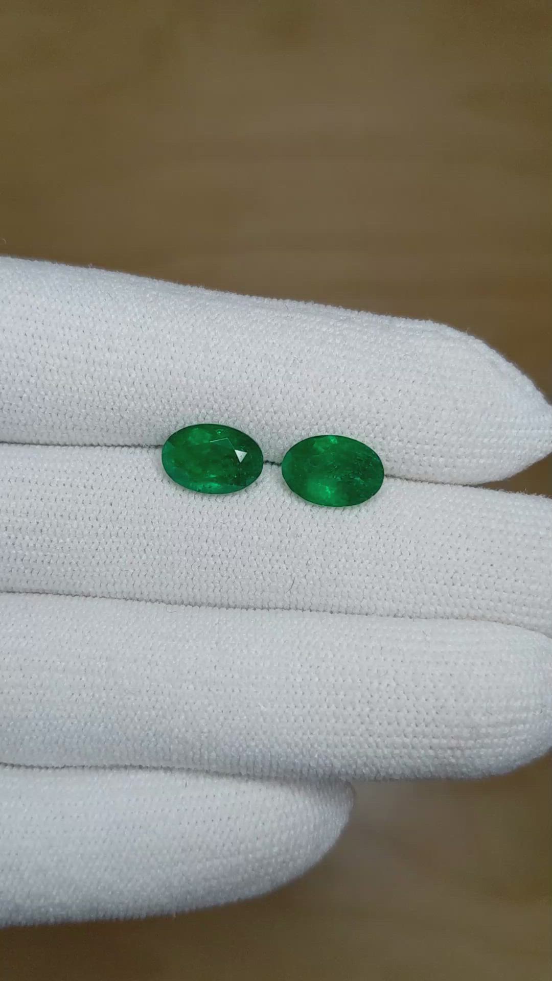 3.24 Ct.Tw.Total Carat Weight Emerald Pair from Colombia Size Video