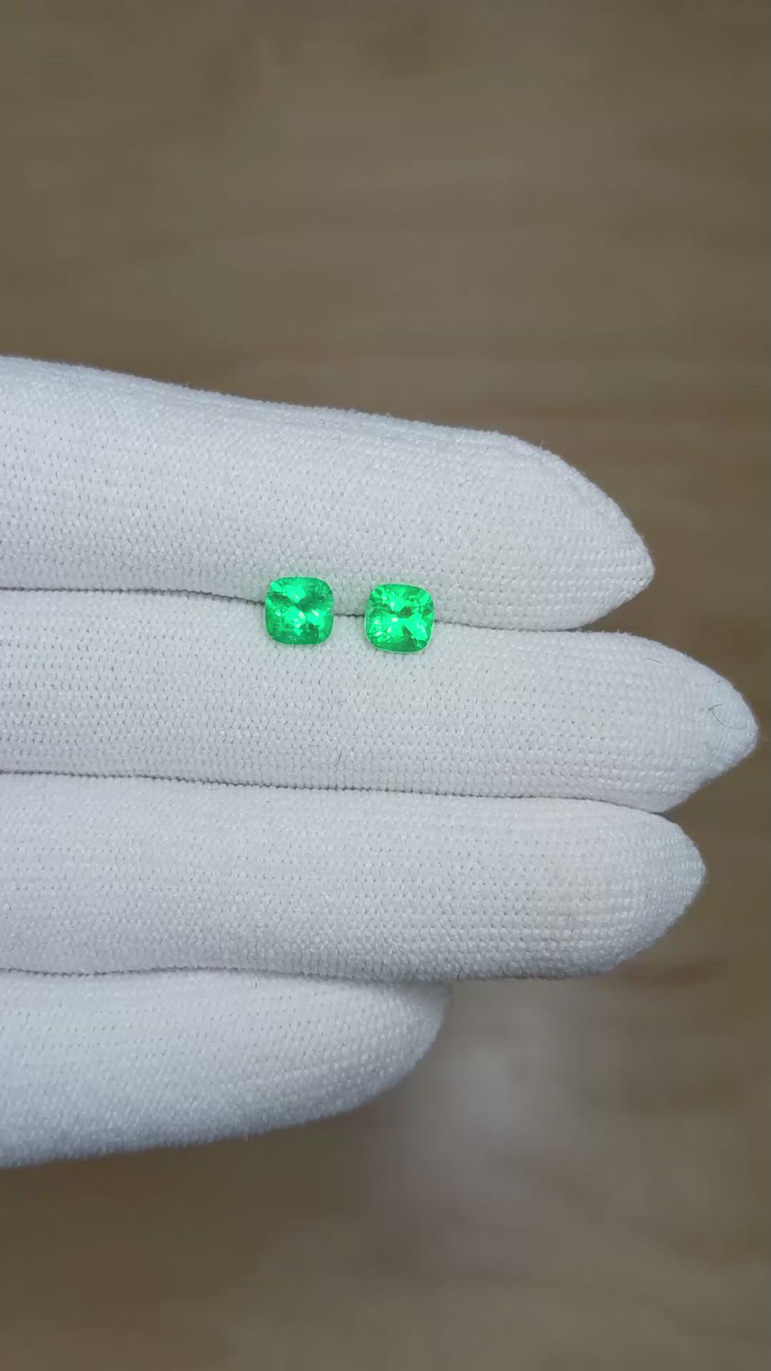 1.26 Ct.Tw.Total Carat Weight Emerald Pair from Colombia Size Video