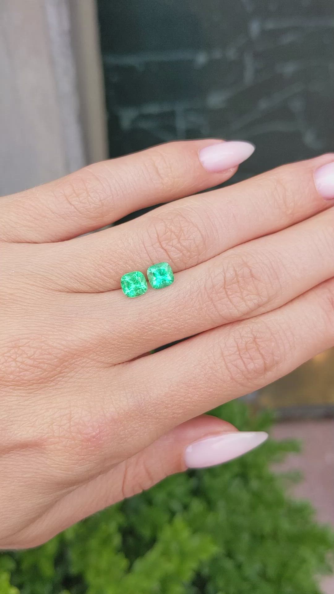 1.26 Ct.Tw.Total Carat Weight Emerald Pair from Colombia Size Video
