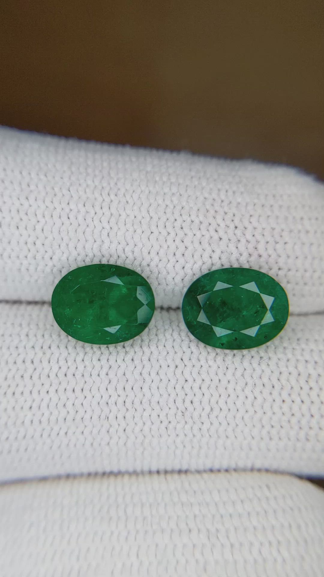 3.80 Ct.Tw.Total Carat Weight Emerald Pair from Colombia Size Video