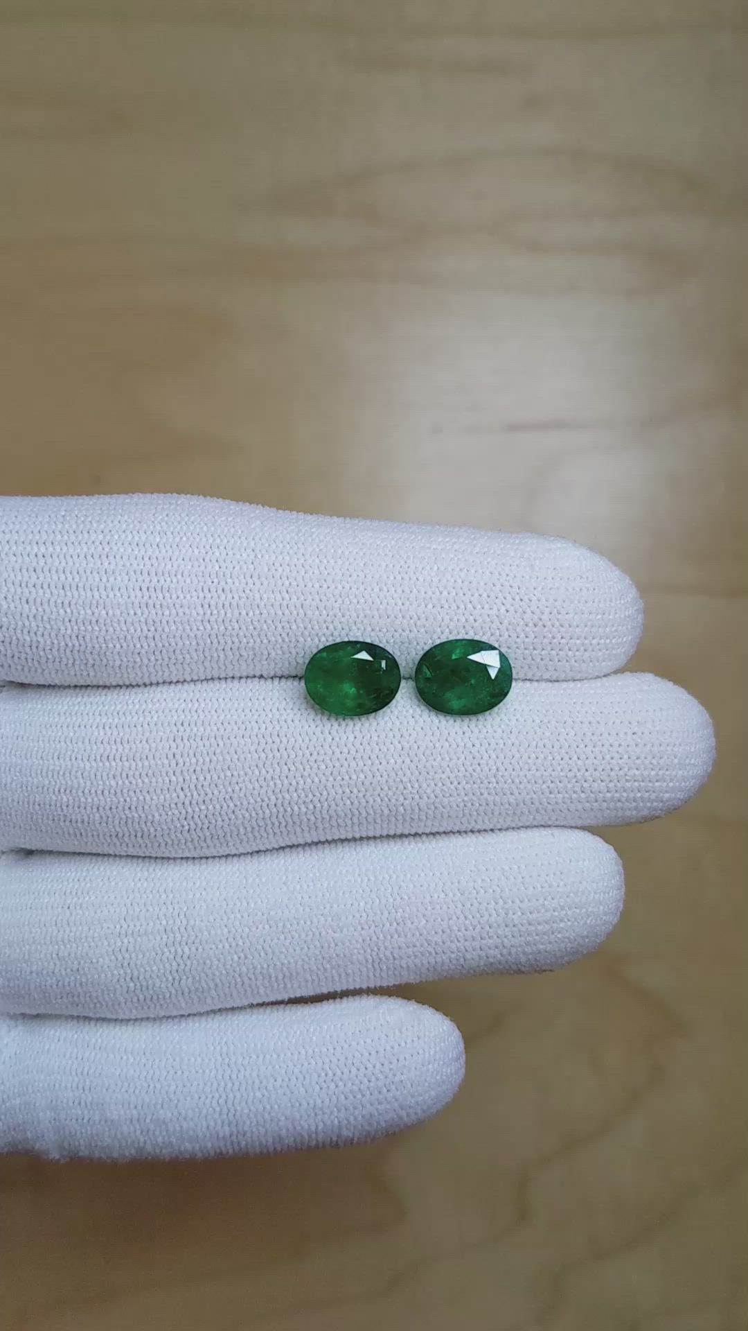 3.80 Ct.Tw.Total Carat Weight Emerald Pair from Colombia Size Video