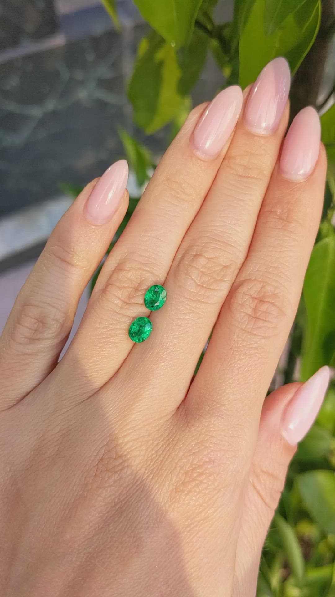 1.28 Ct.Tw.Total Carat Weight Emerald Pair from Colombia Size Video