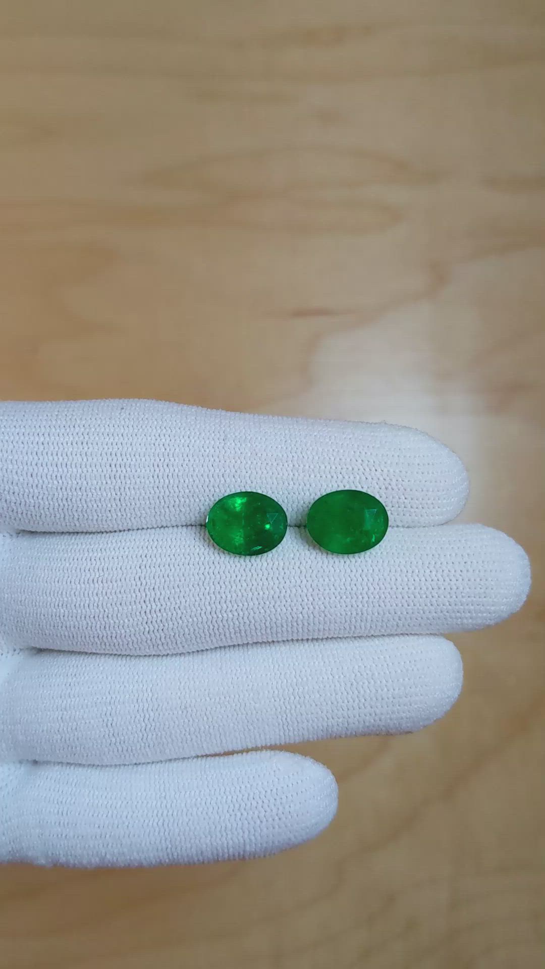 6.02 Ct.Tw.Total Carat Weight Emerald Pair from Afghanistan Size Video