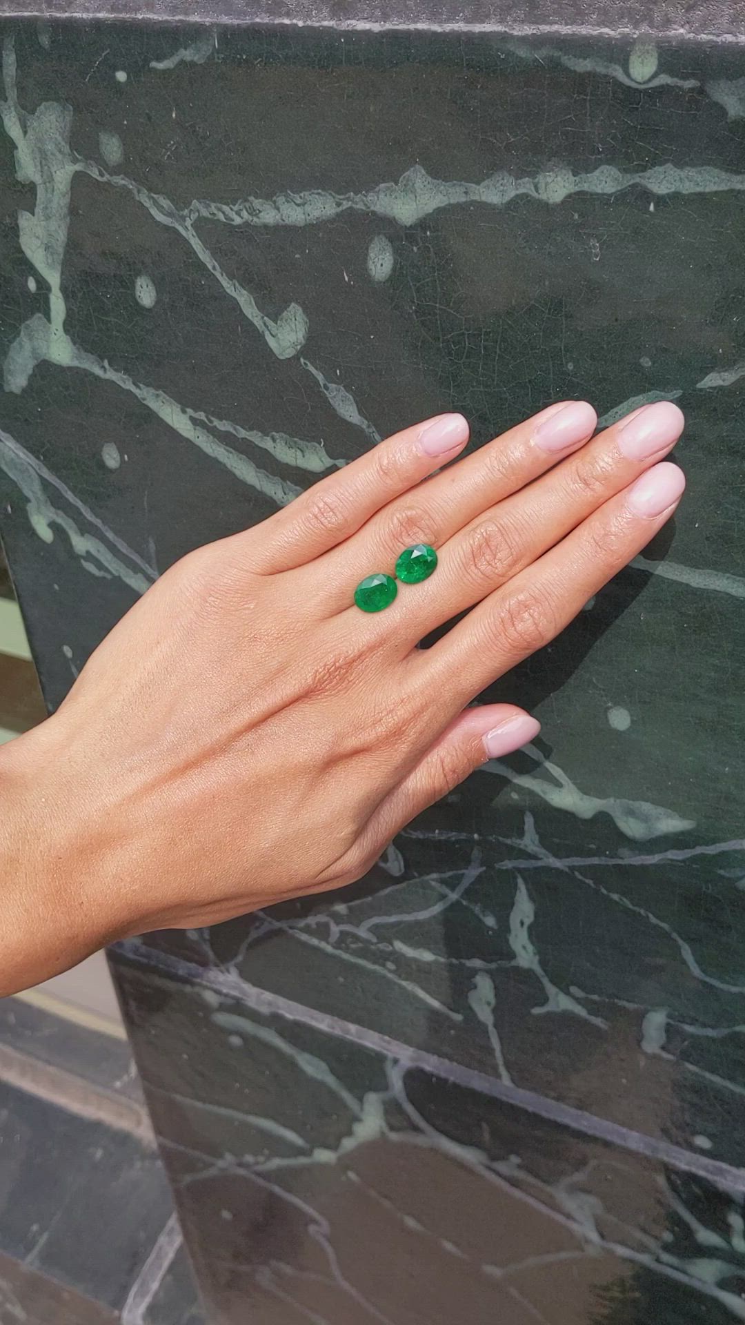 6.02 Ct.Tw.Total Carat Weight Emerald Pair from Afghanistan Size Video