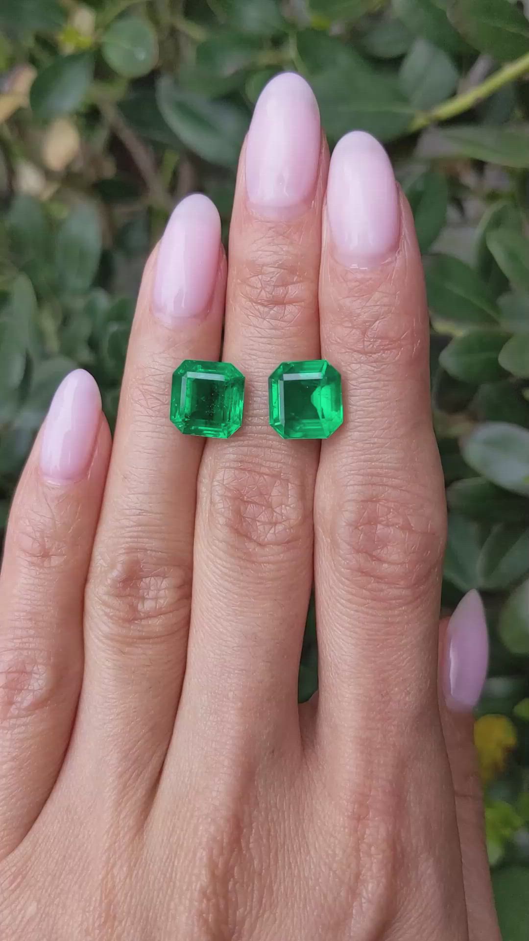 8.06 Ct.Tw.Total Carat Weight Emerald Pair from Zambia Size Video