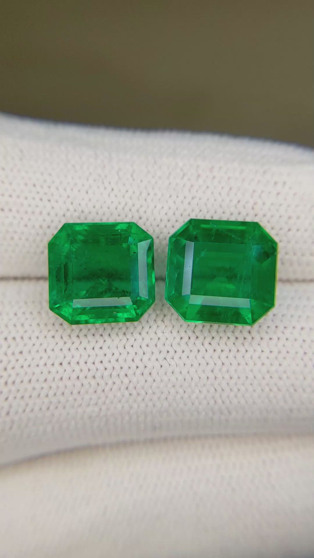 8.06 Ct.Tw.Total Carat Weight Emerald Pair from Zambia Size Video