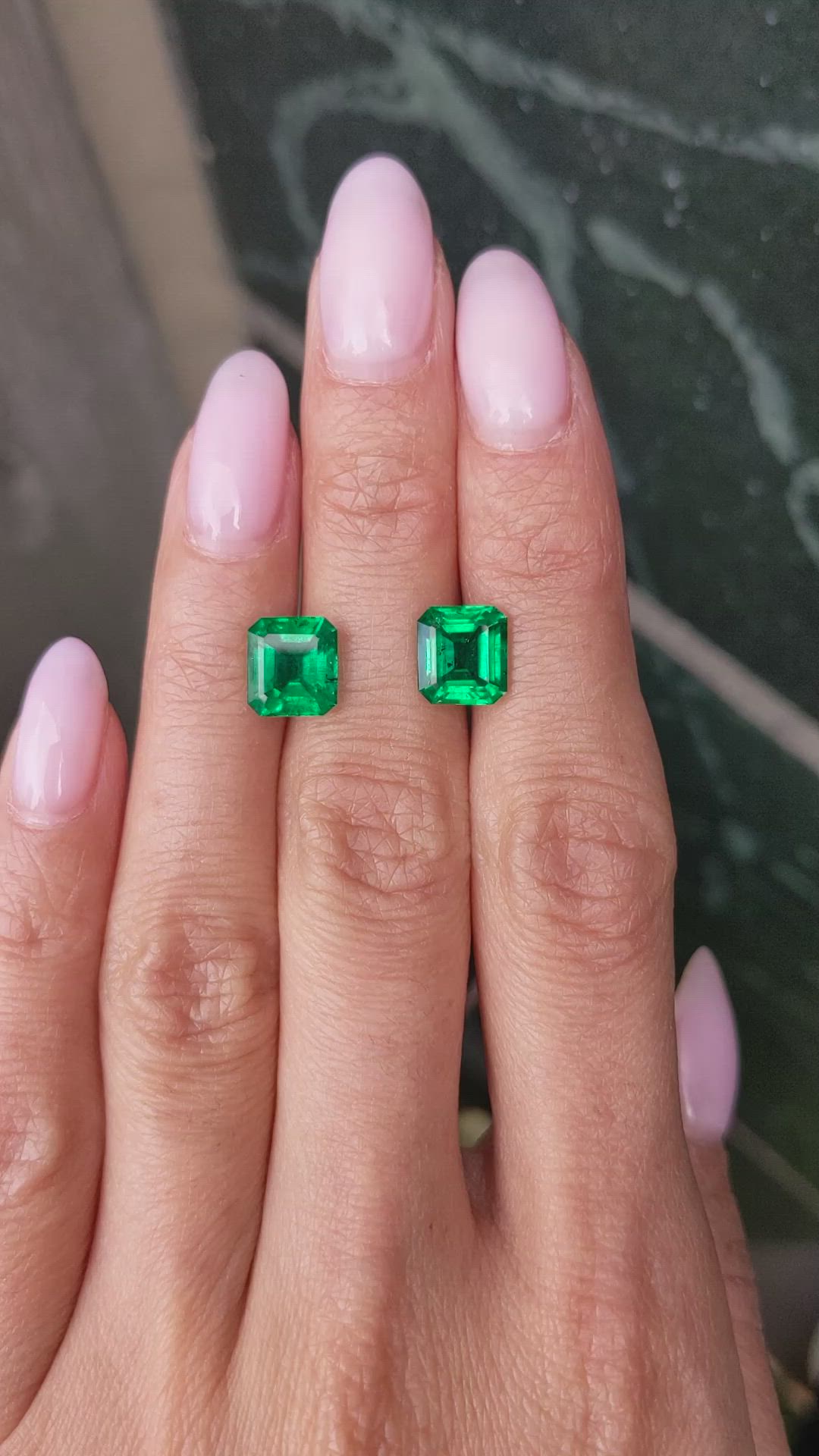 4.35&nbsp;Ct.Tw.Total Carat Weight Emerald Pair from Zambia Size Video