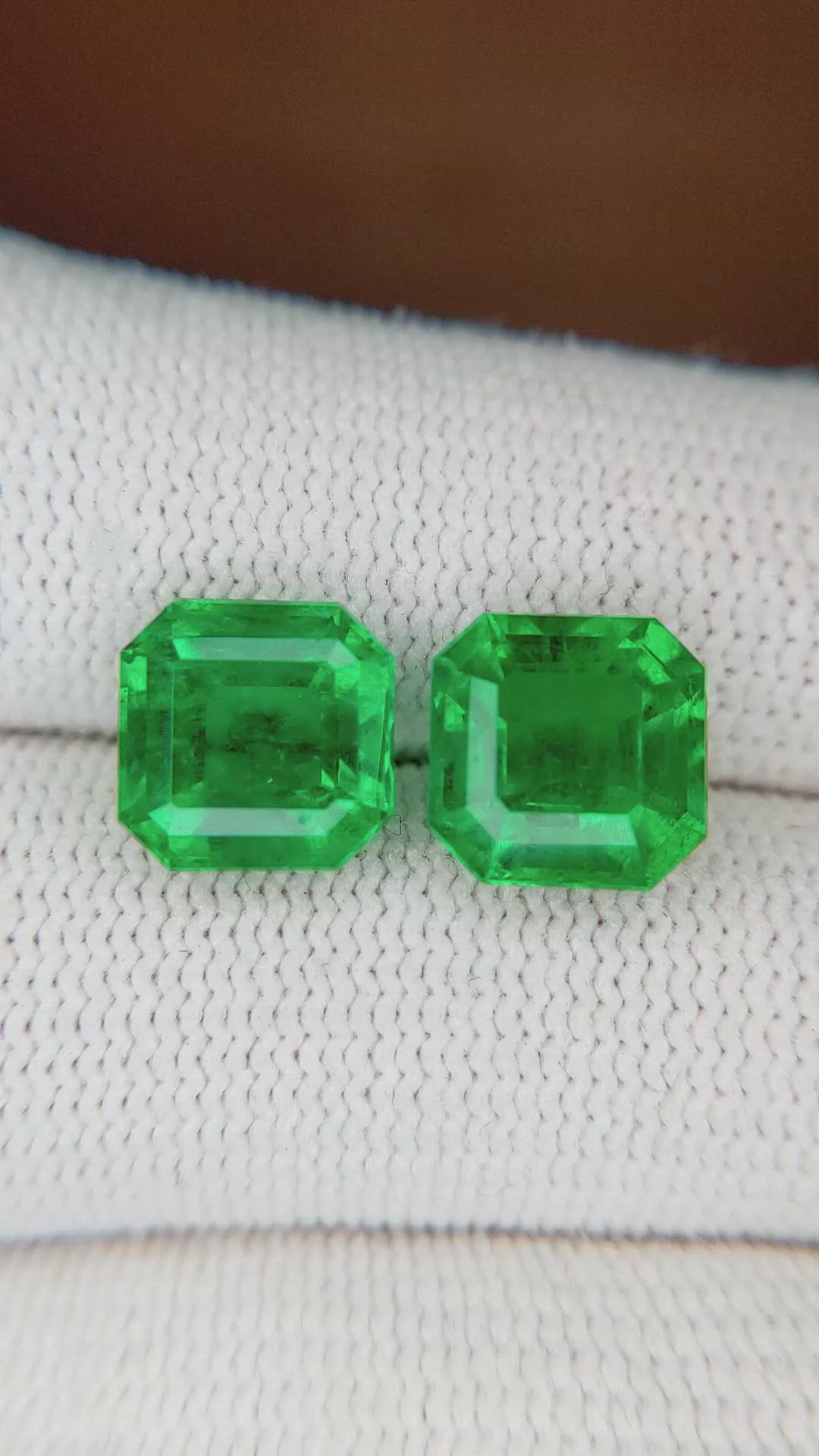 5.50 Ct.Tw.Total Carat Weight Emerald Pair from Colombia Size Video