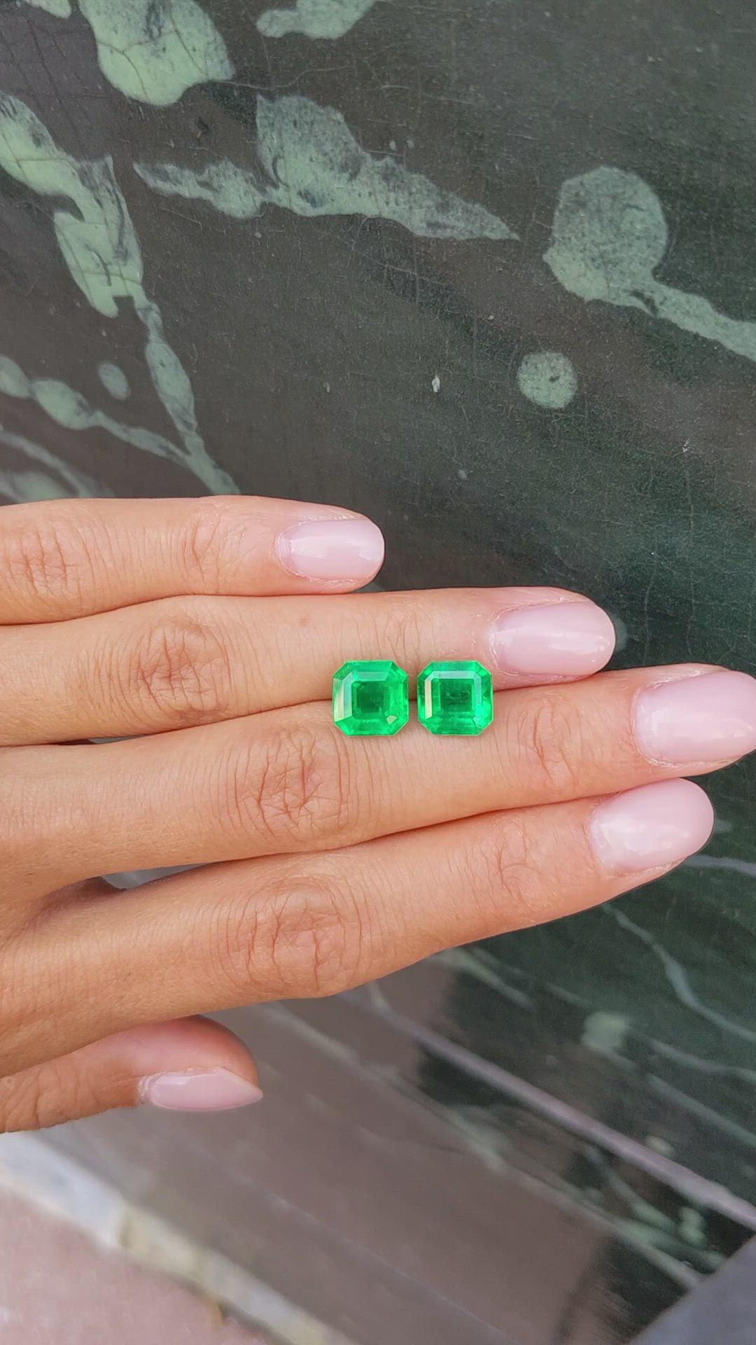 5.50 Ct.Tw.Total Carat Weight Emerald Pair from Colombia Size Video