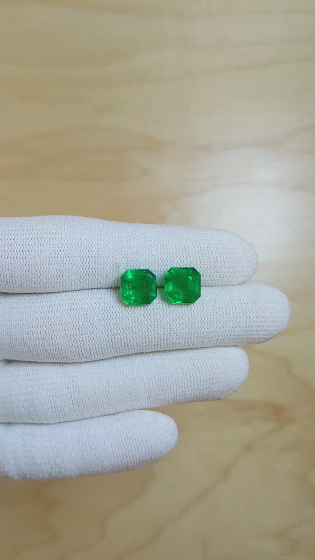 5.50 Ct.Tw.Total Carat Weight Emerald Pair from Colombia Size Video