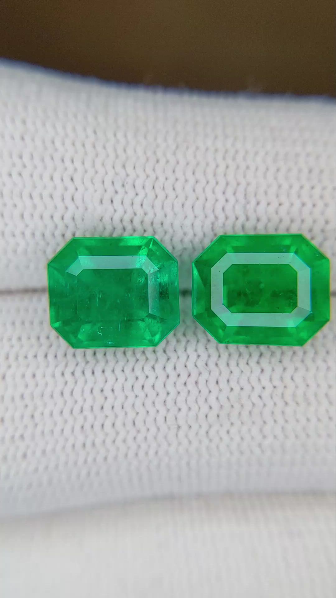 5.92 Ct.Tw.Total Carat Weight Emerald Pair from Colombia Size Video