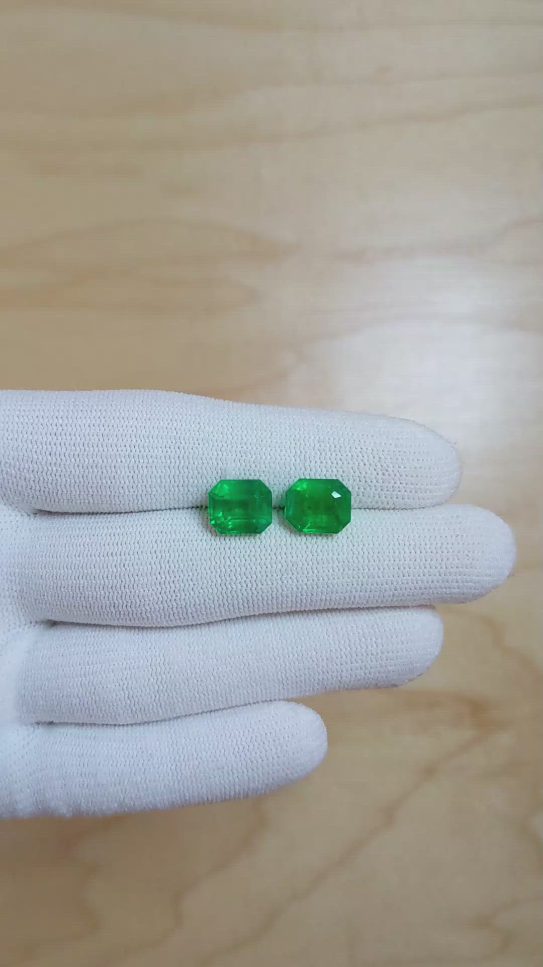 5.92 Ct.Tw.Total Carat Weight Emerald Pair from Colombia Size Video