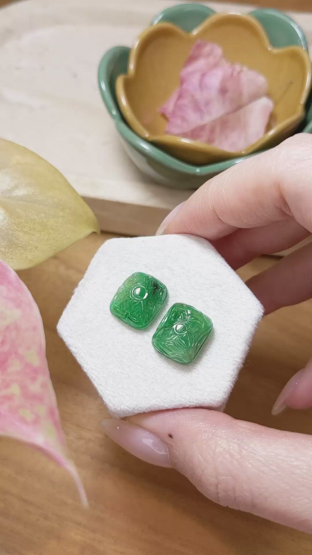 15.78 Ct.Tw.Total Carat Weight Emerald Pair from Zambia Size Video