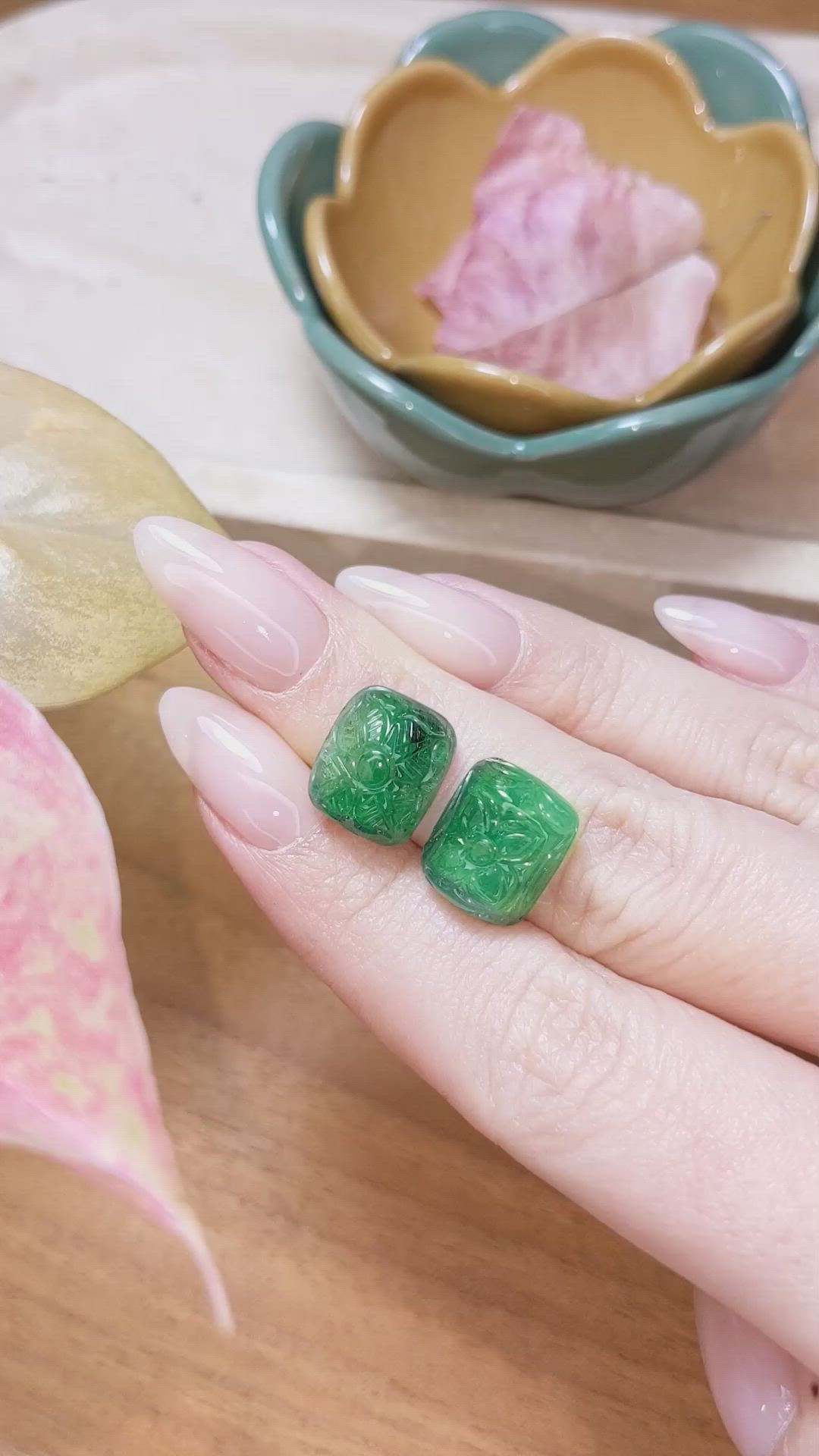 15.78 Ct.Tw.Total Carat Weight Emerald Pair from Zambia Size Video
