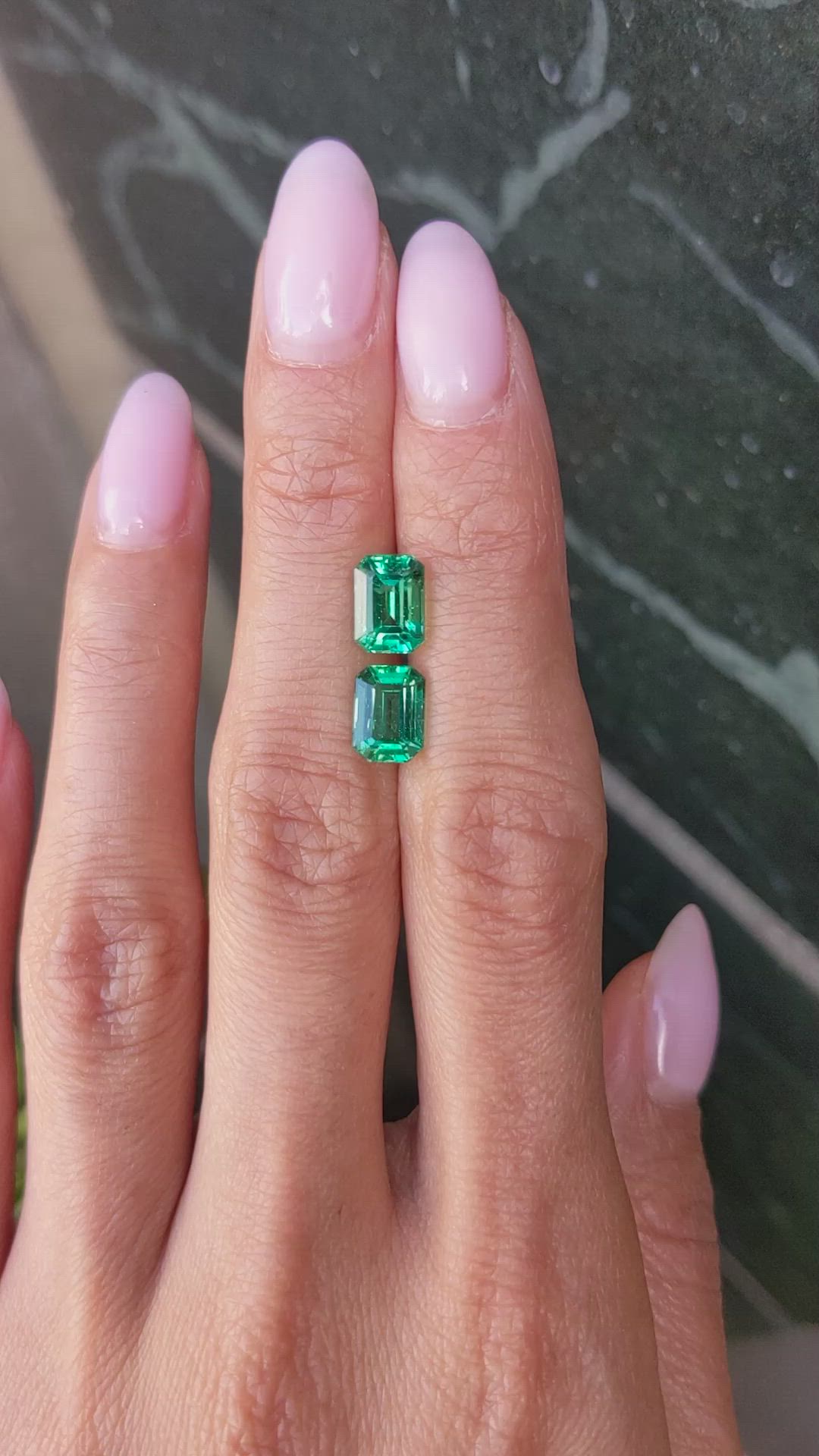 3.43 Ct.Tw.Total Carat Weight Emerald Pair from Zambia Size Video