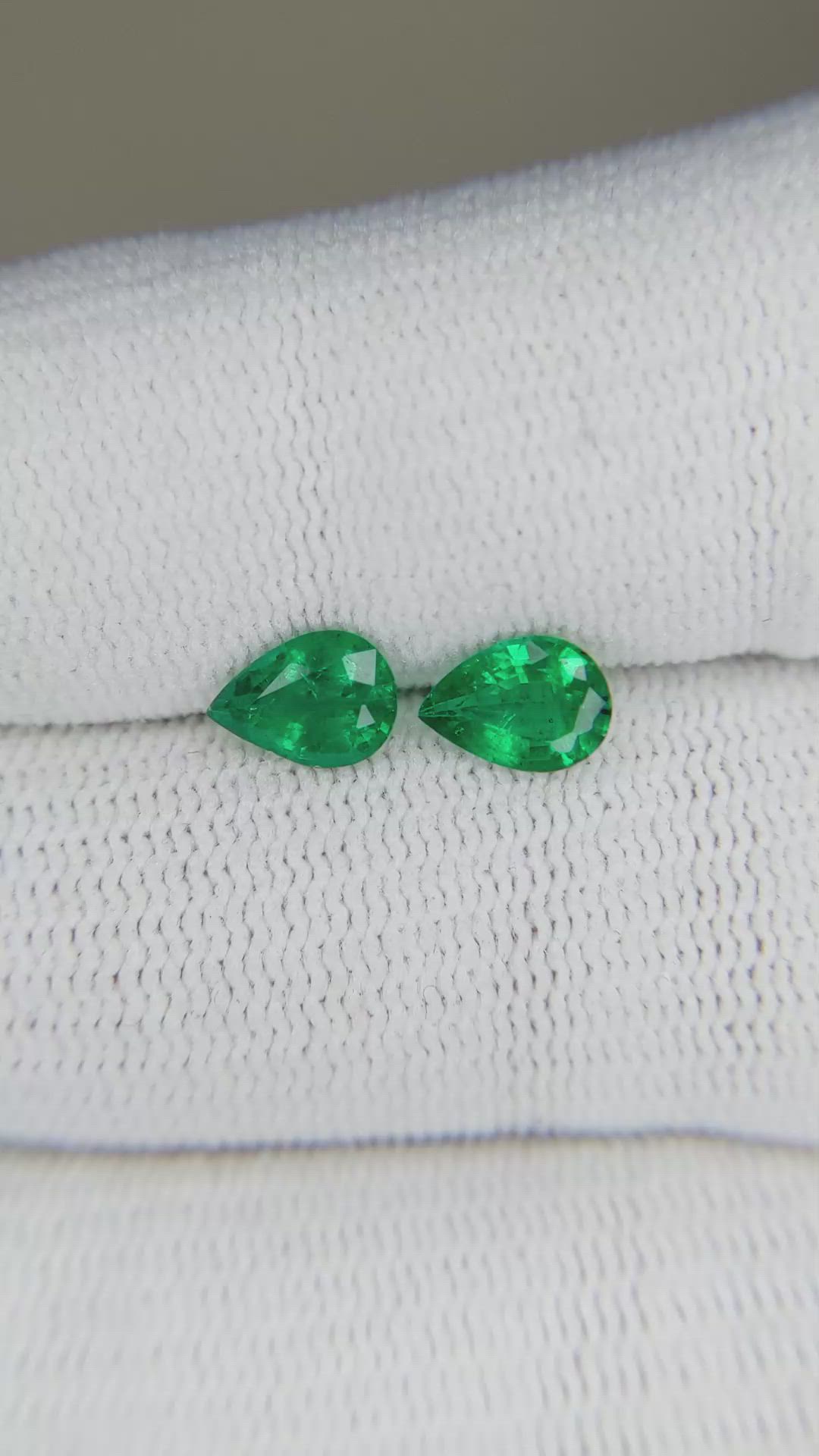 1.08 Ct.Tw.Total Carat Weight Emerald Pair from Zambia Size Video
