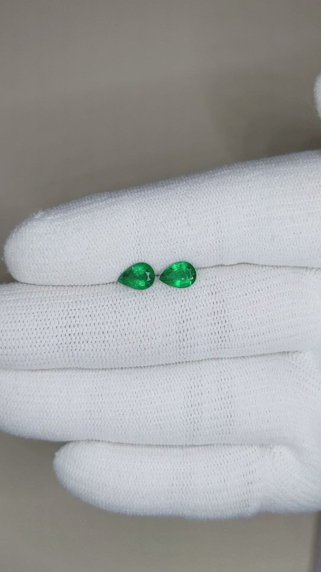 1.08 Ct.Tw.Total Carat Weight Emerald Pair from Zambia Size Video