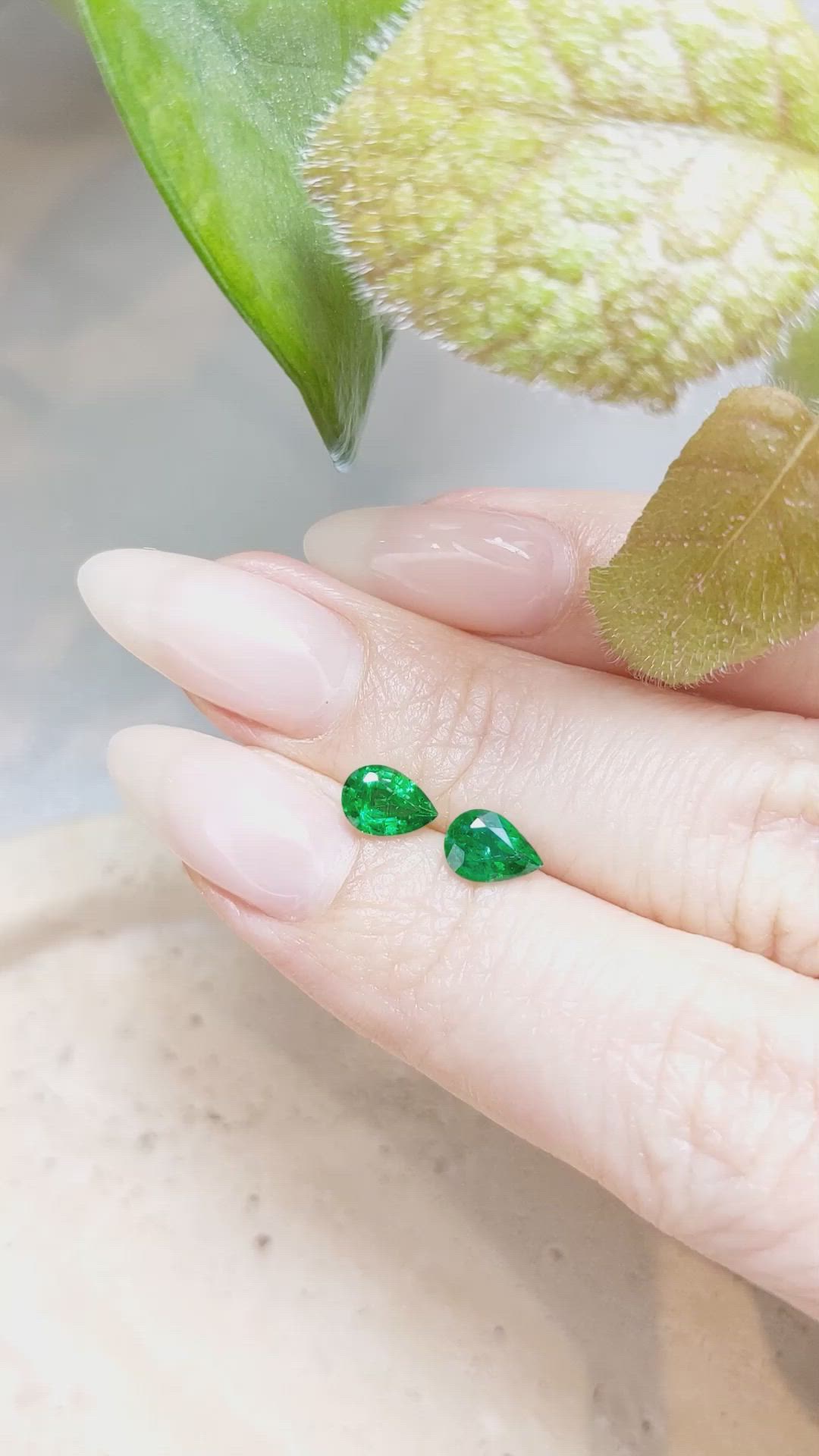 1.08 Ct.Tw.Total Carat Weight Emerald Pair from Zambia Size Video