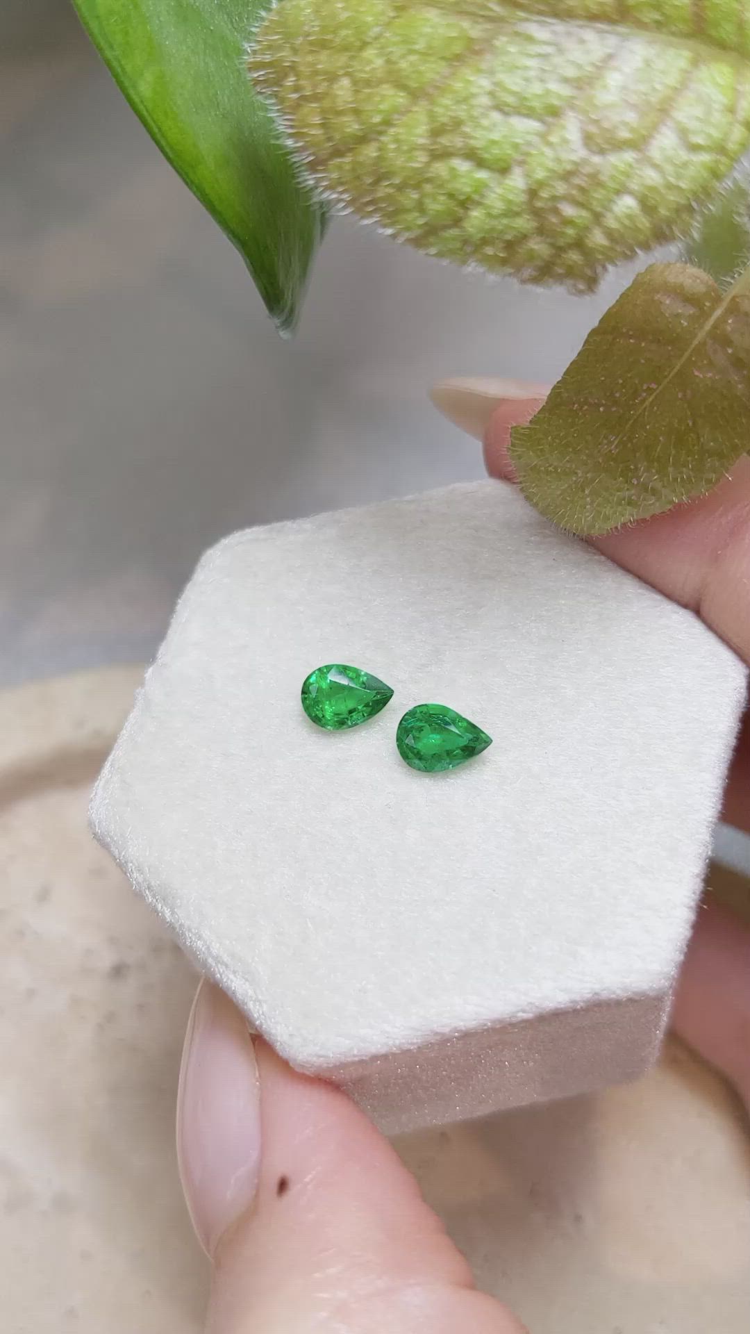 1.08 Ct.Tw.Total Carat Weight Emerald Pair from Zambia Size Video