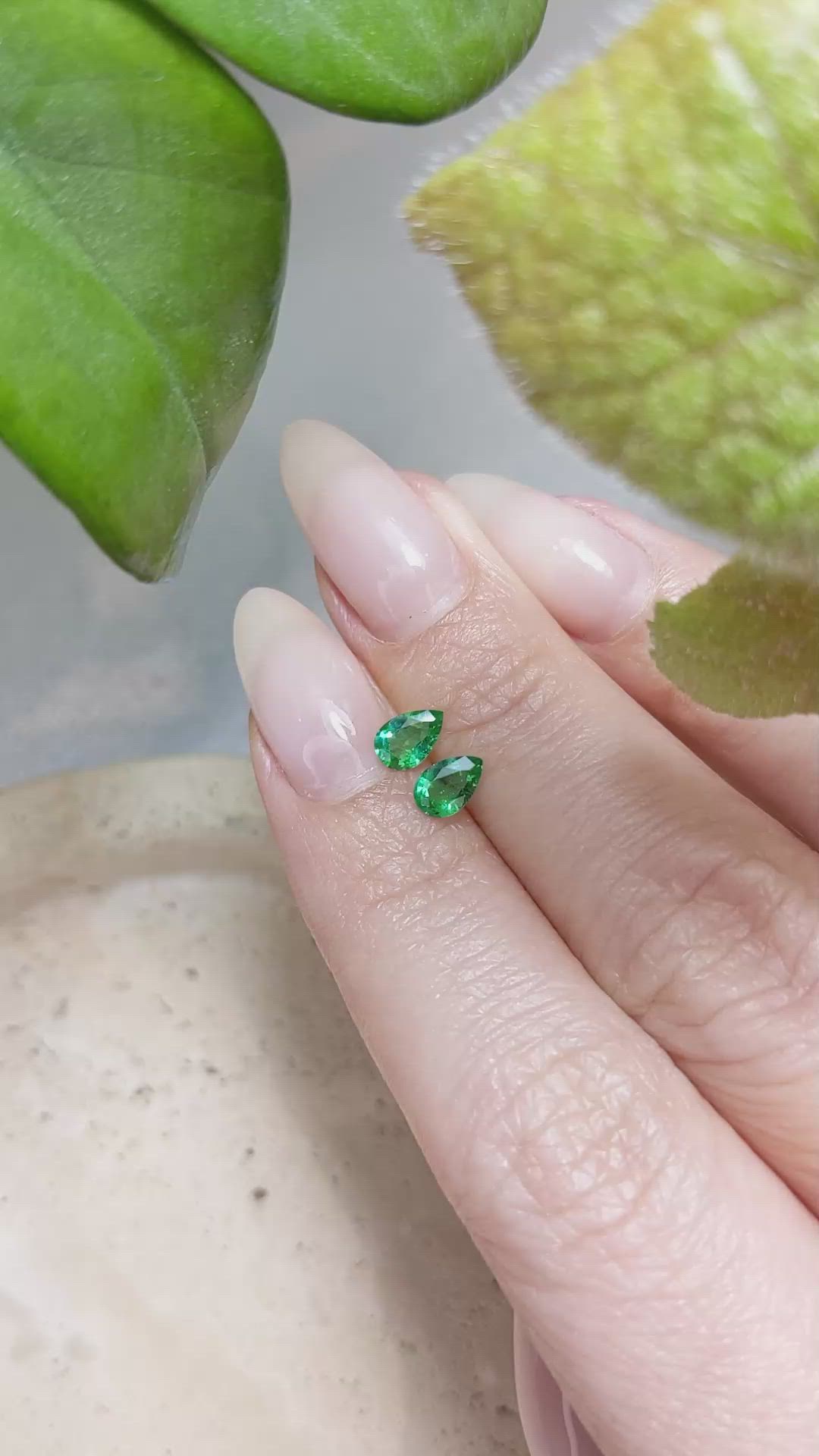0.67 Ct.Tw.Total Carat Weight Emerald Pair from Zambia Size Video