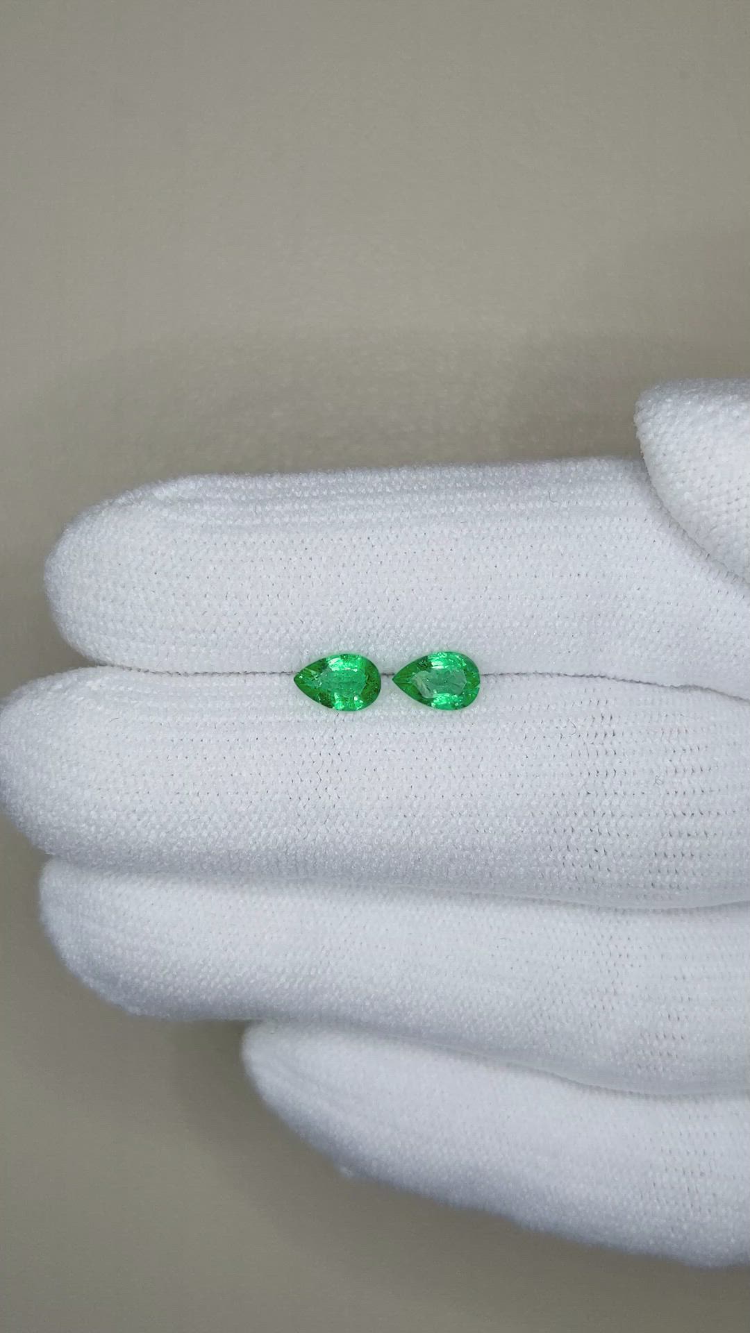 0.67 Ct.Tw.Total Carat Weight Emerald Pair from Zambia Size Video