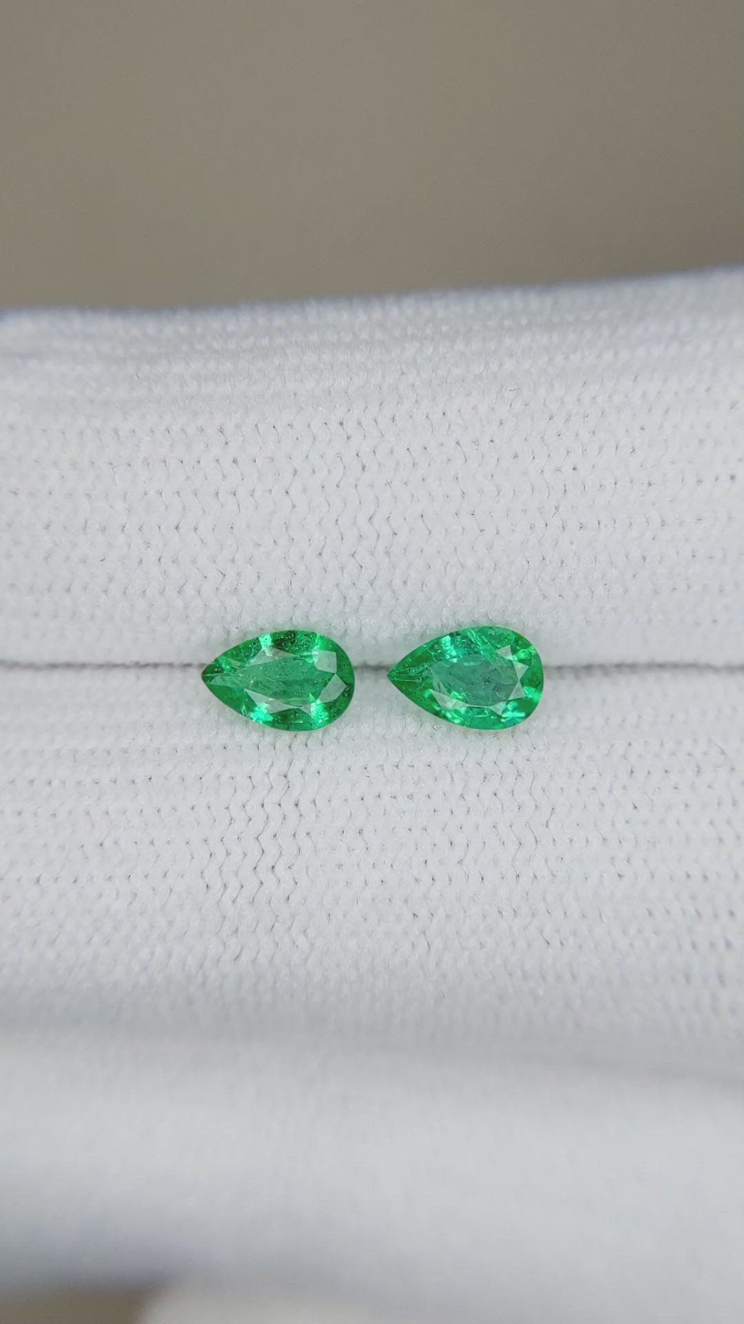 0.67 Ct.Tw.Total Carat Weight Emerald Pair from Zambia Size Video