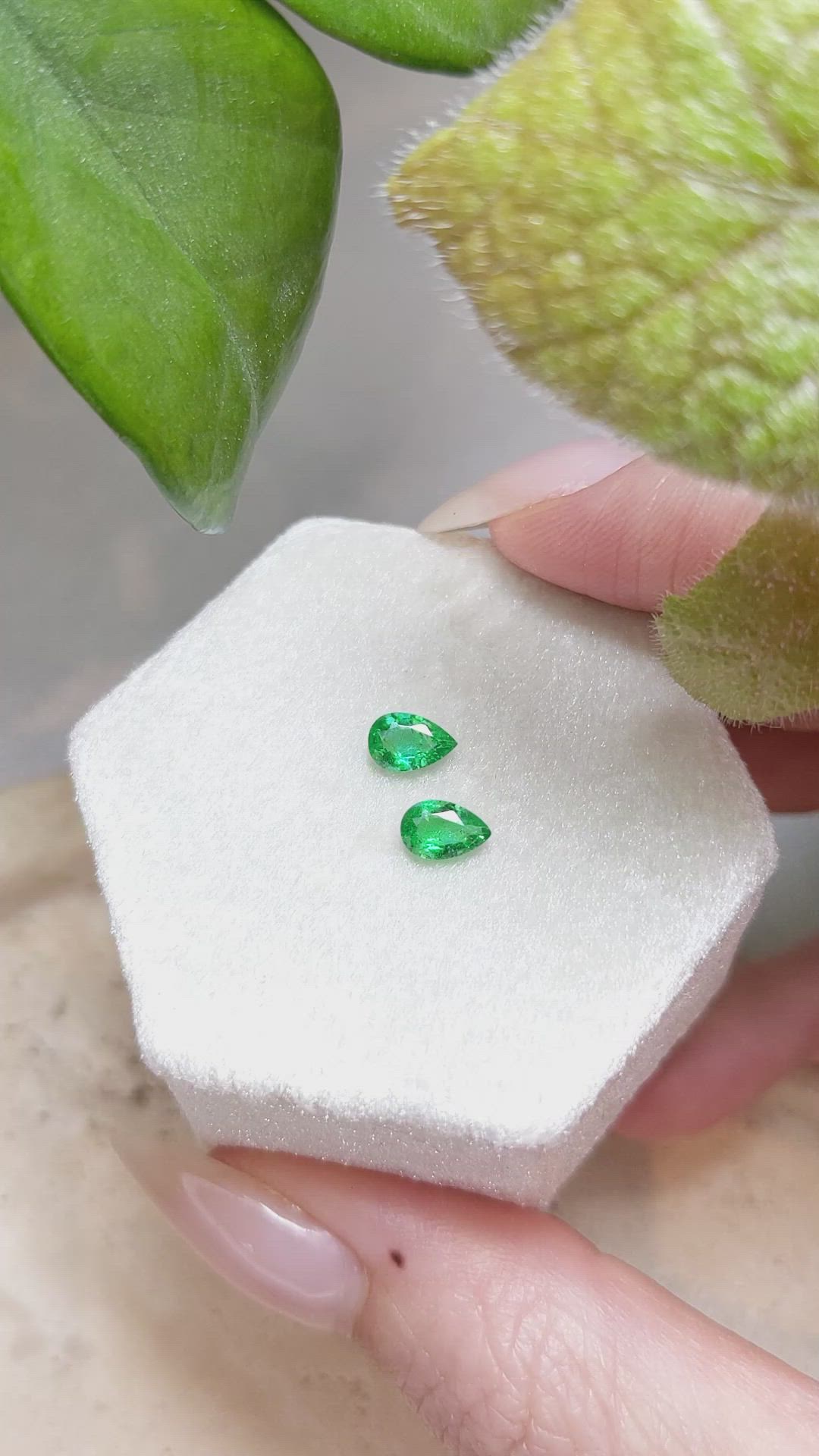 0.67 Ct.Tw.Total Carat Weight Emerald Pair from Zambia Size Video