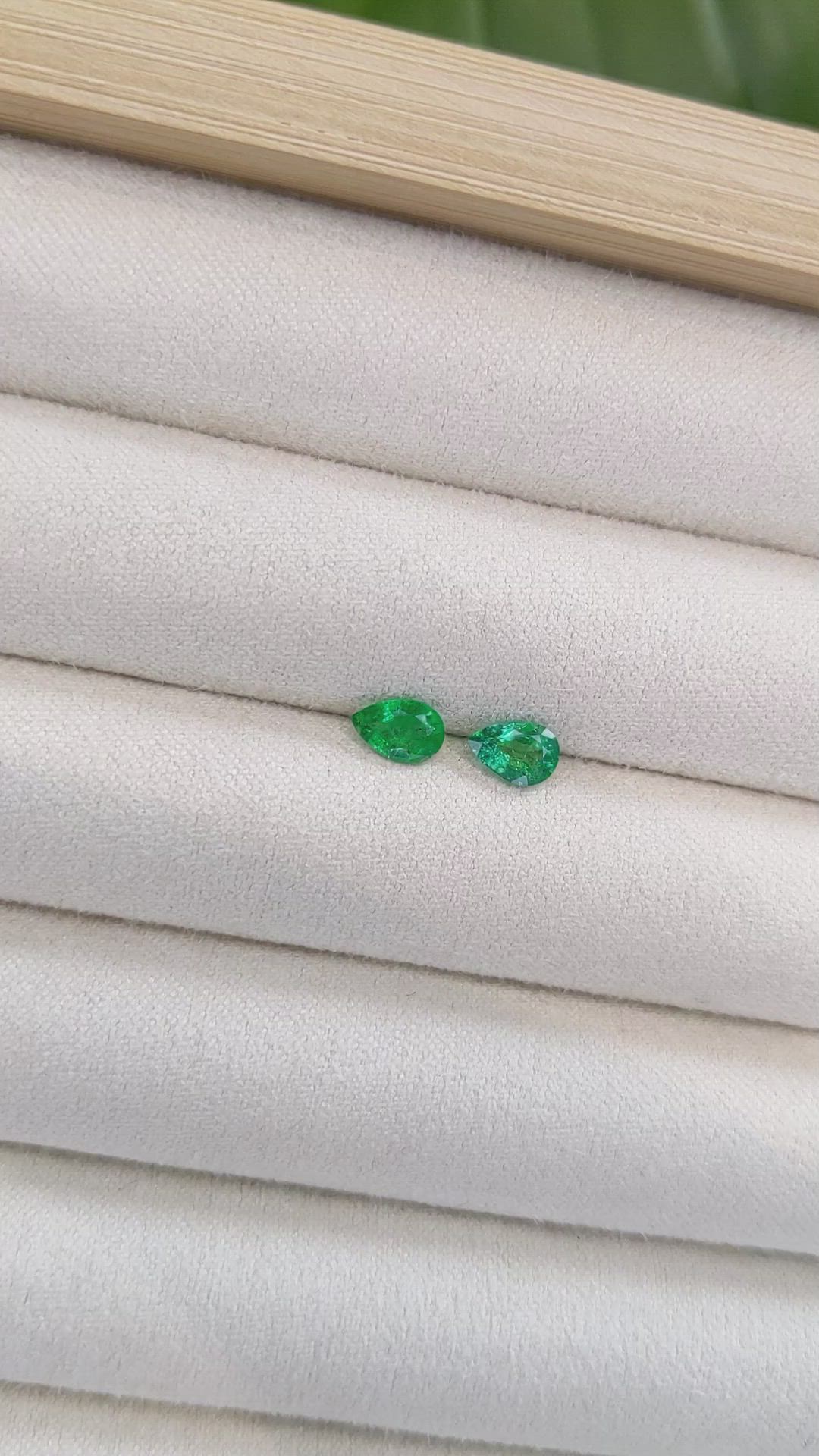 0.74 Ct.Tw.Total Carat Weight Emerald Pair from Zambia Size Video