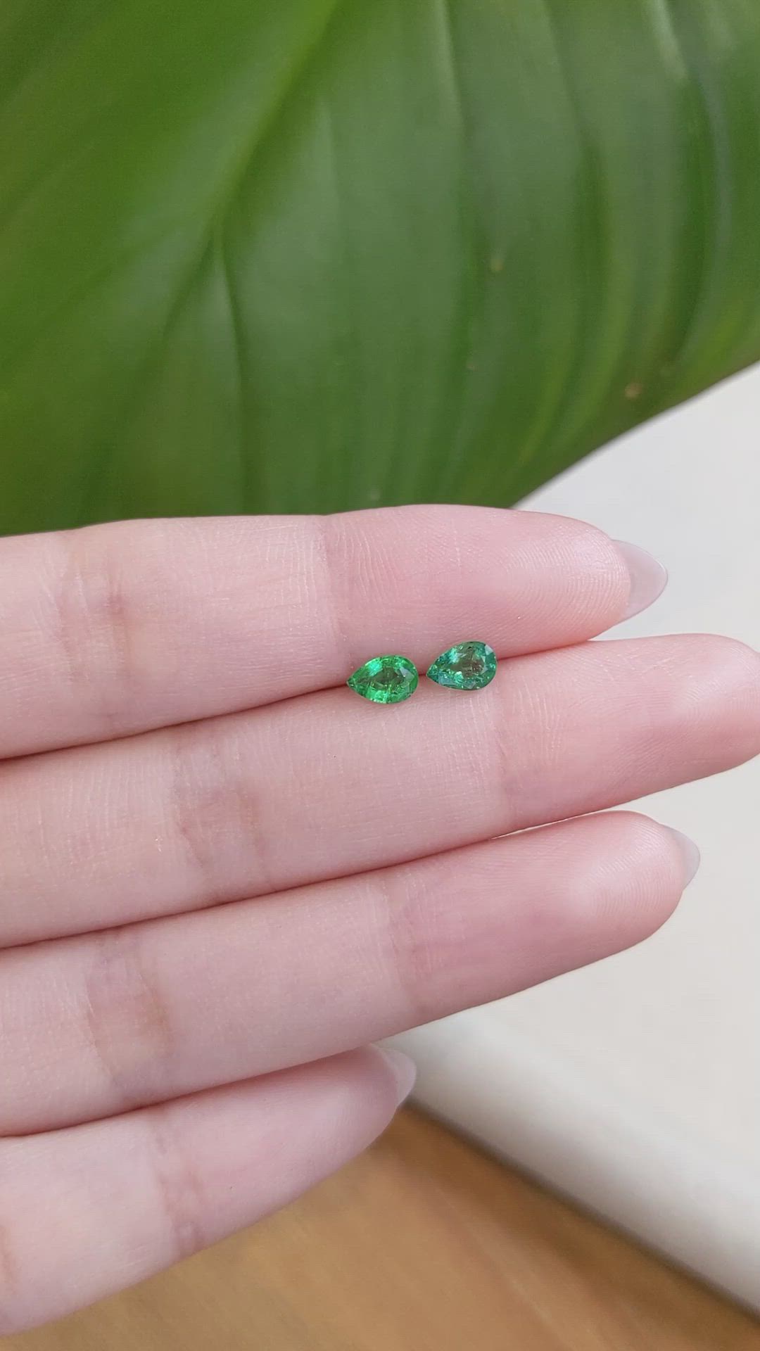 0.74 Ct.Tw.Total Carat Weight Emerald Pair from Zambia Size Video